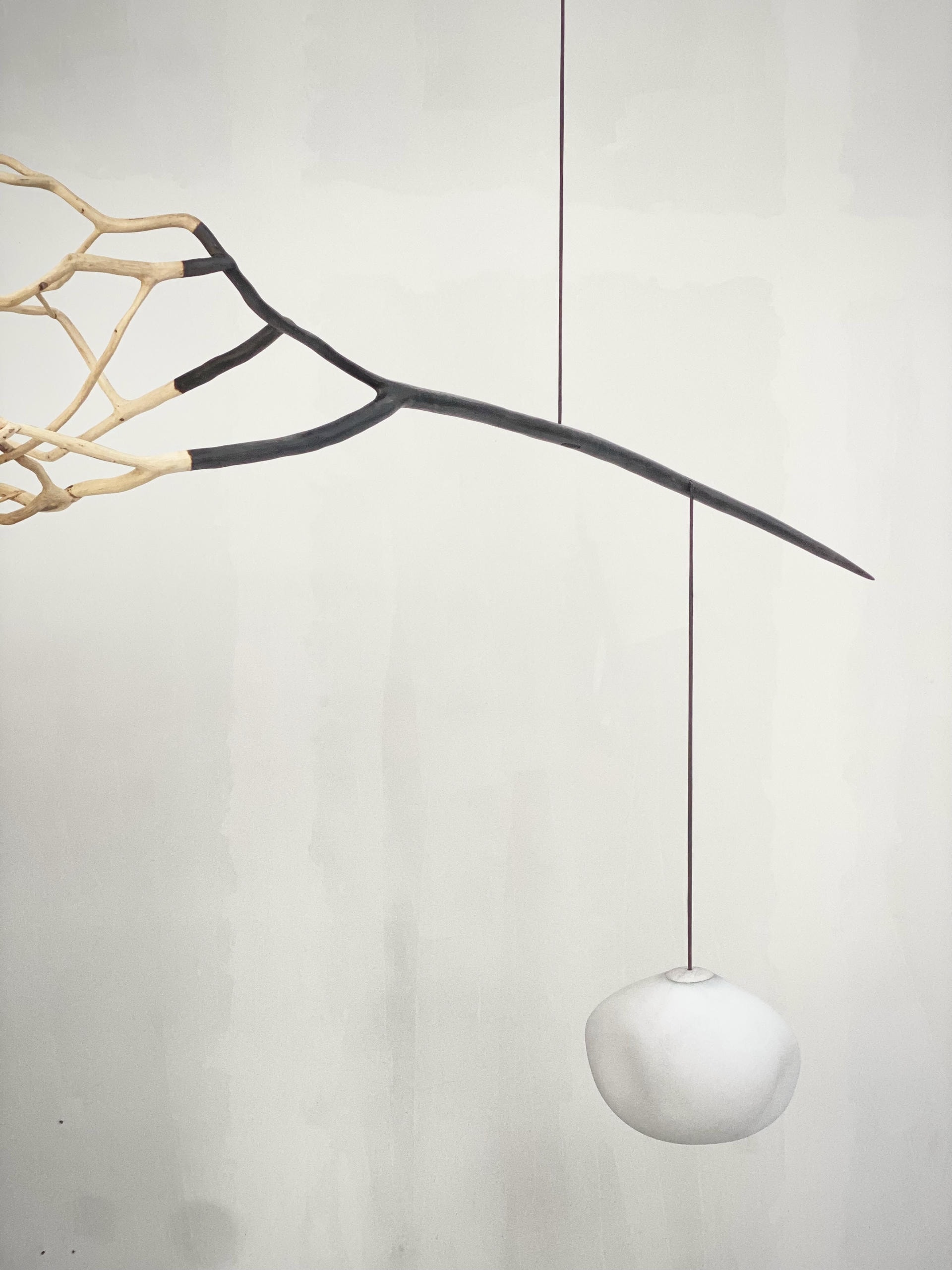 Sculptural Form Winged Branch Blackened Wood Pendant Light by Jérôme Pereira 7