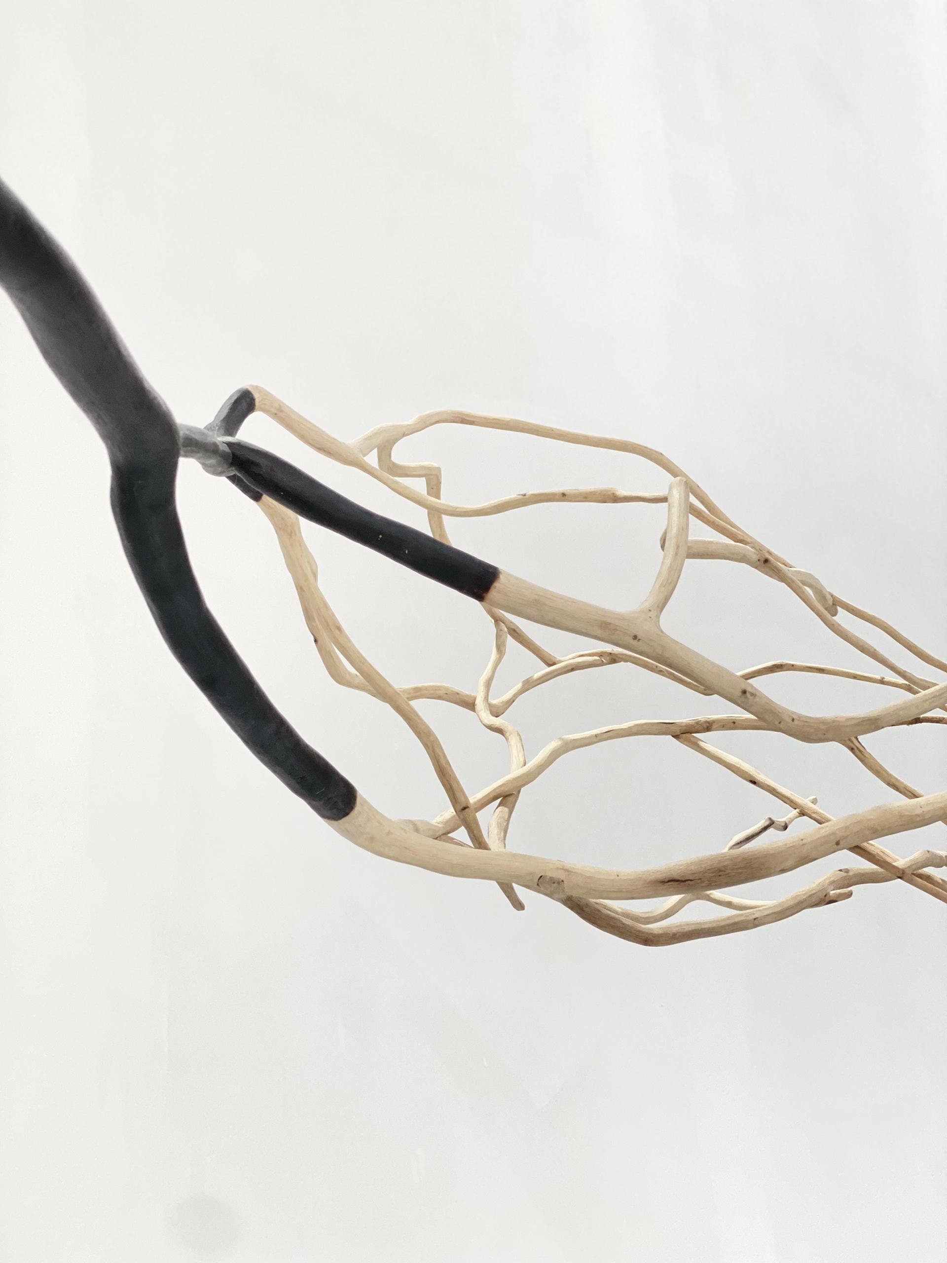 Sculptural Form Winged Branch Blackened Wood Pendant Light by Jérôme Pereira 8
