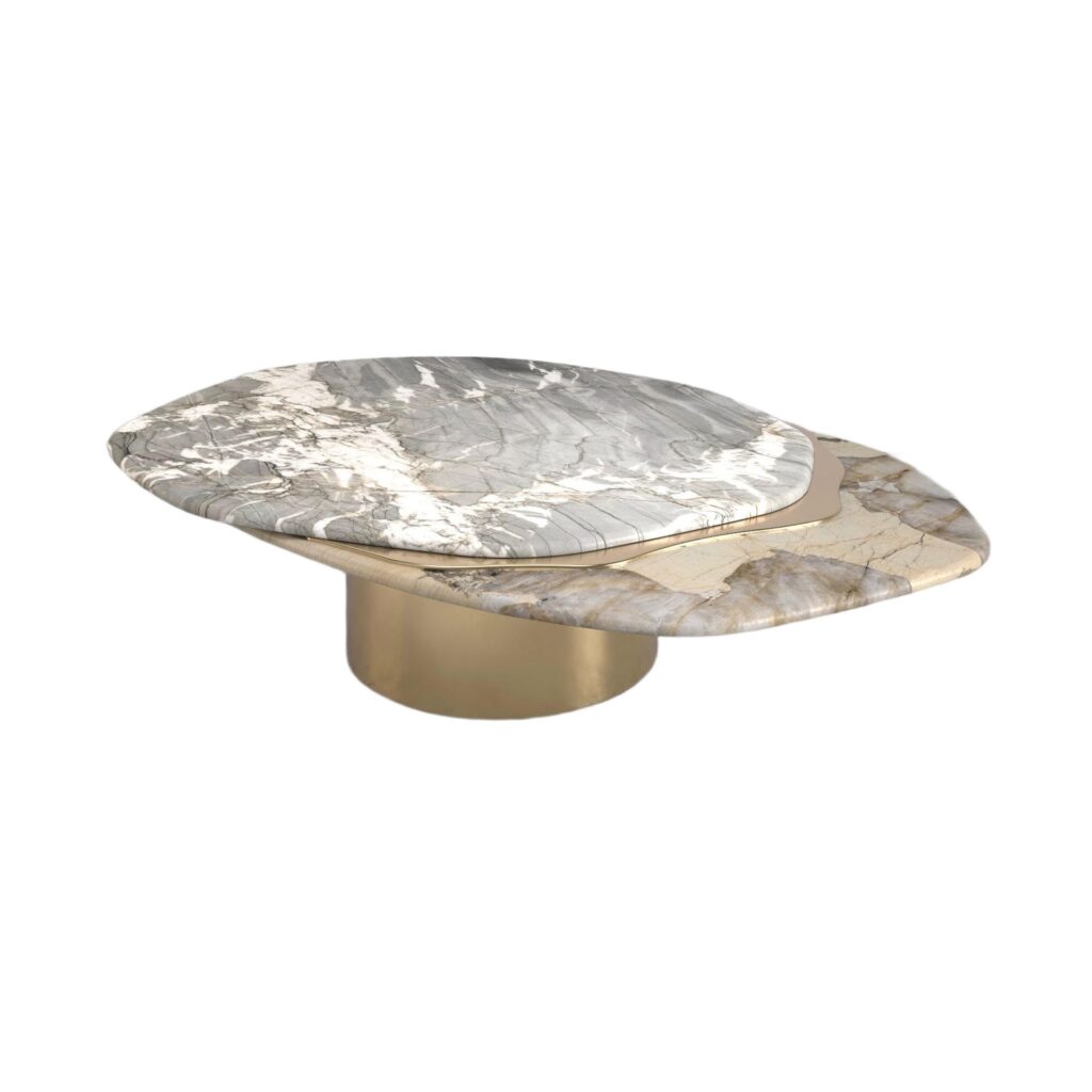 Epicure V Quartzite And Brass Limited Edition Coffee Table by Grzegorz Majka 1