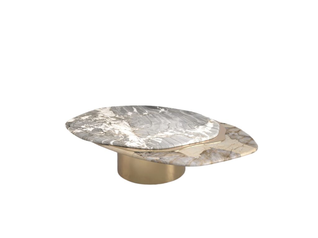 Epicure V Quartzite And Brass Limited Edition Coffee Table by Grzegorz Majka 1