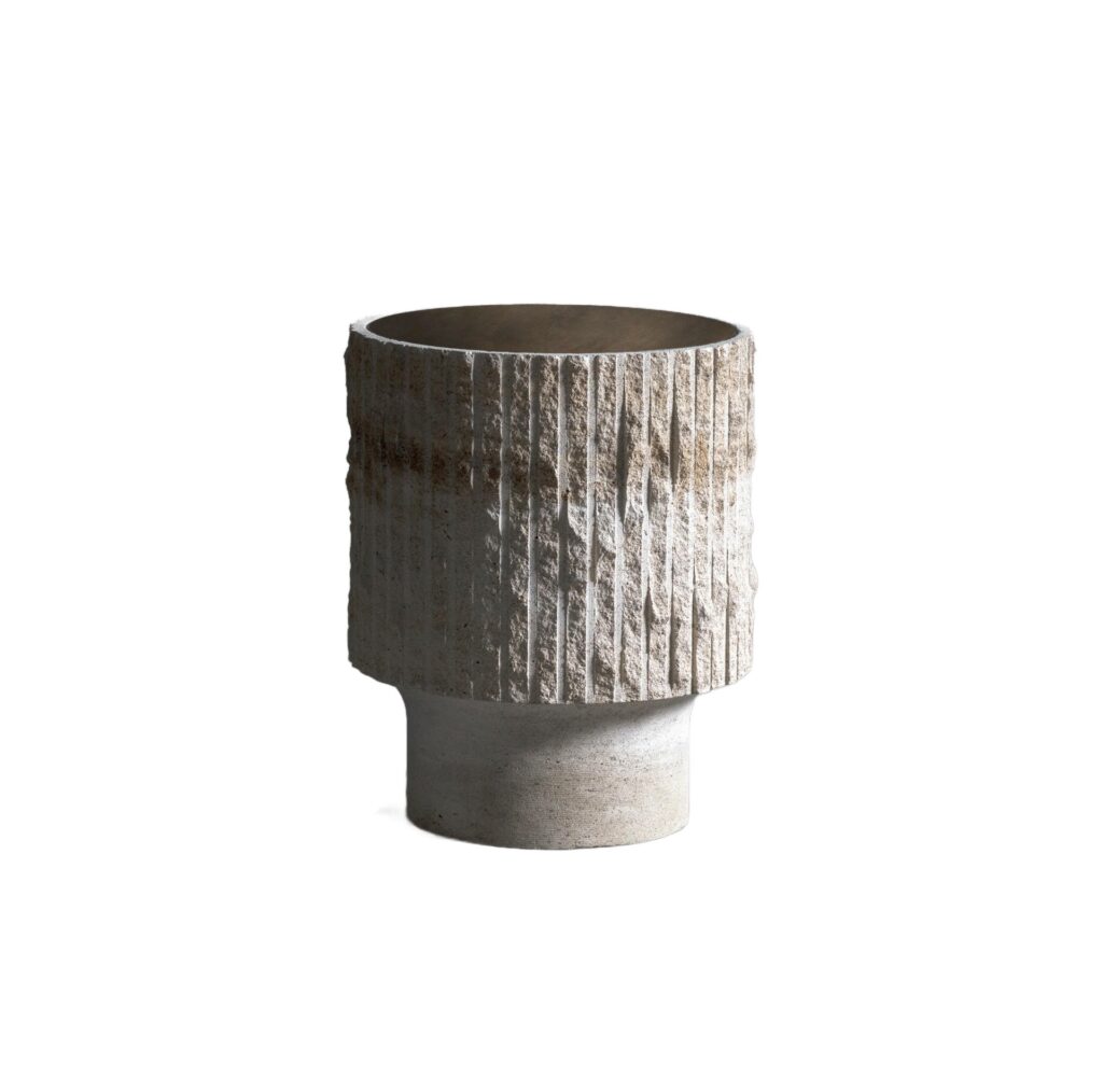 White Limestone and Patinated Brass Sculpted Coffee Table 35 by Frederic Saulou 1