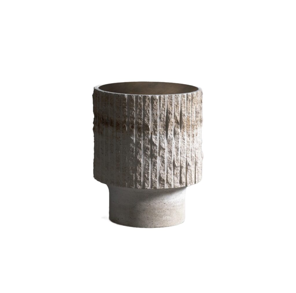 White Limestone and Patinated Brass Sculpted Coffee Table 35 by Frederic Saulou 1
