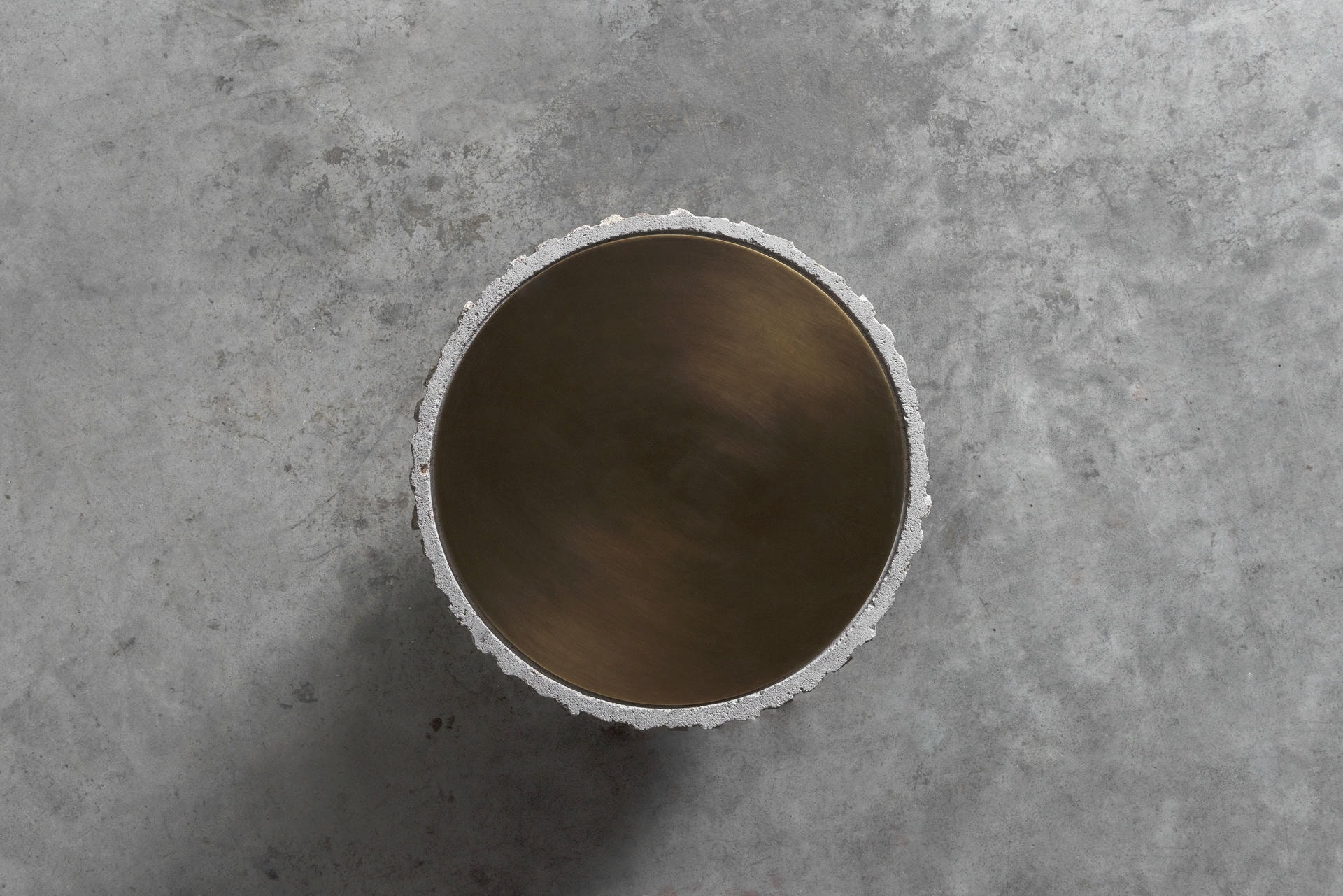 White Limestone and Patinated Brass Sculpted Coffee Table 35 by Frederic Saulou 4
