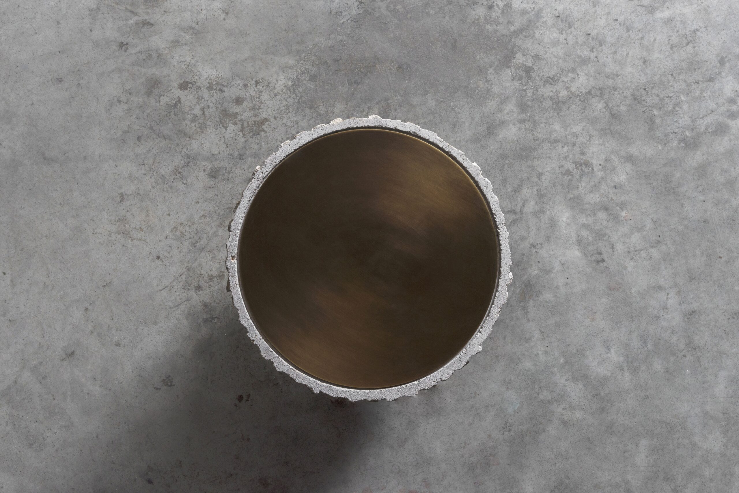 White Limestone and Patinated Brass Sculpted Coffee Table 35 by Frederic Saulou 4
