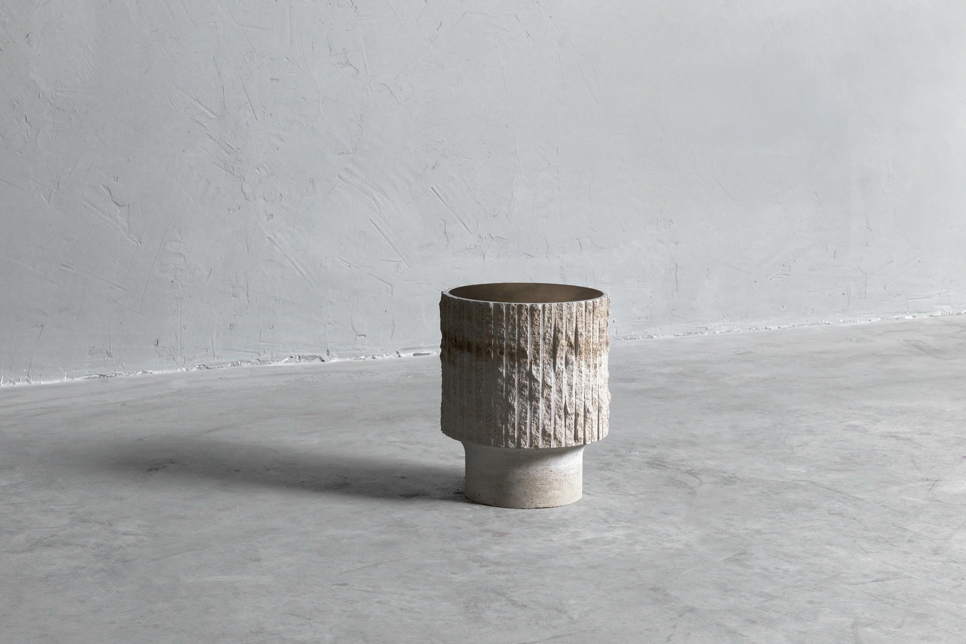 White Limestone and Patinated Brass Sculpted Coffee Table 35 by Frederic Saulou 6