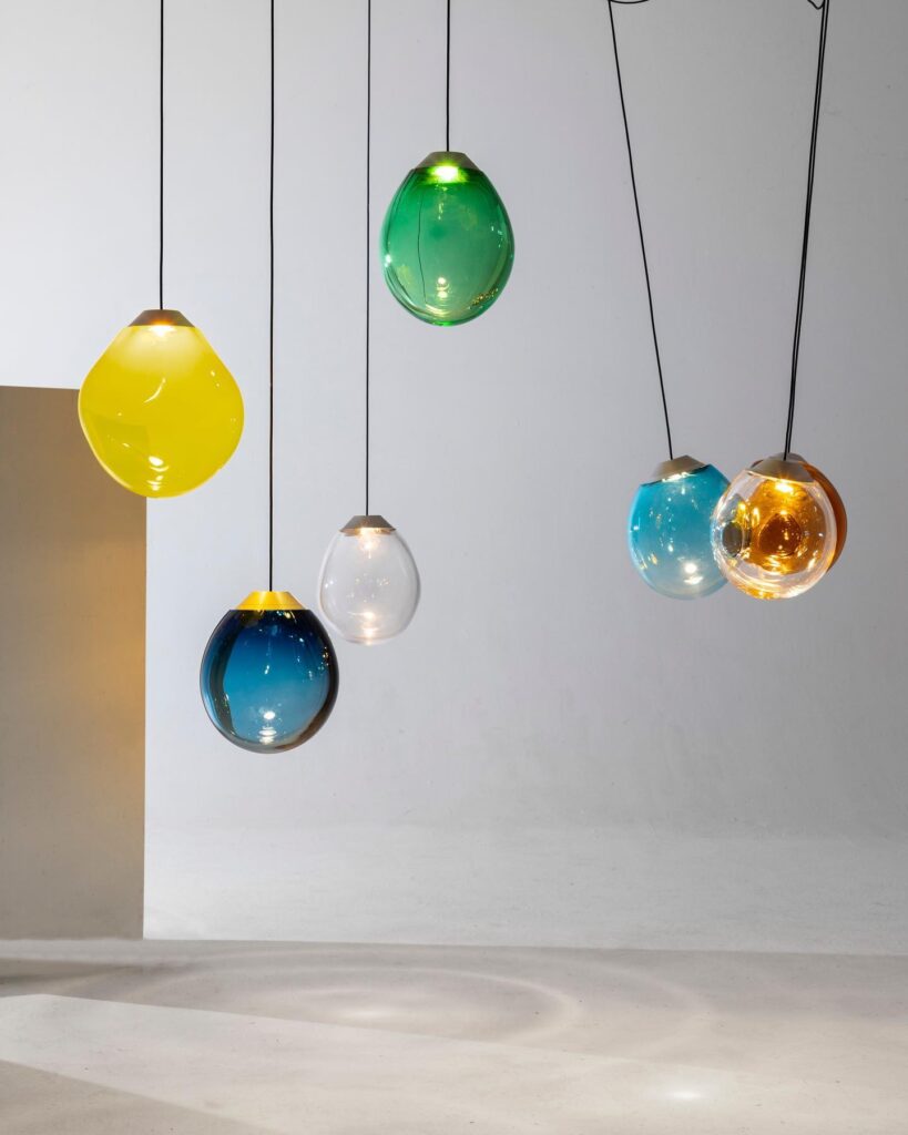 Colored Triple Momentum Blown Glass Pendants by Alex de Witte (1)