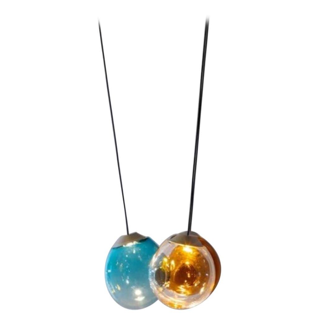 Colored Triple Momentum Blown Glass Pendants by Alex de Witte 1