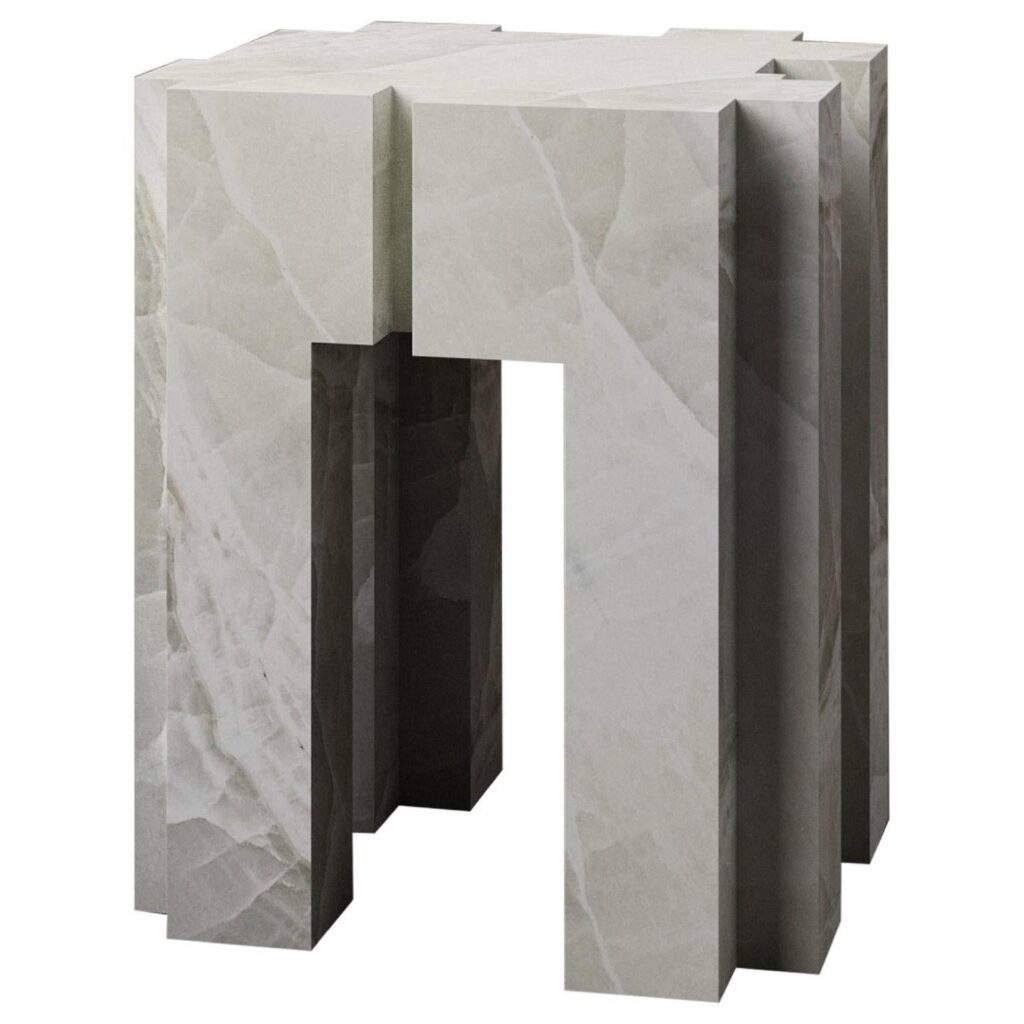 Contemporary Geometric White Onyx No.1 Sculpted Stool by Pietro Franceschini 1