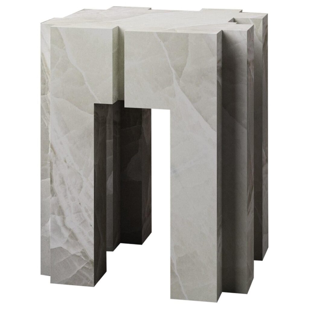 Contemporary Geometric White Onyx No.1 Sculpted Stool by Pietro Franceschini 1