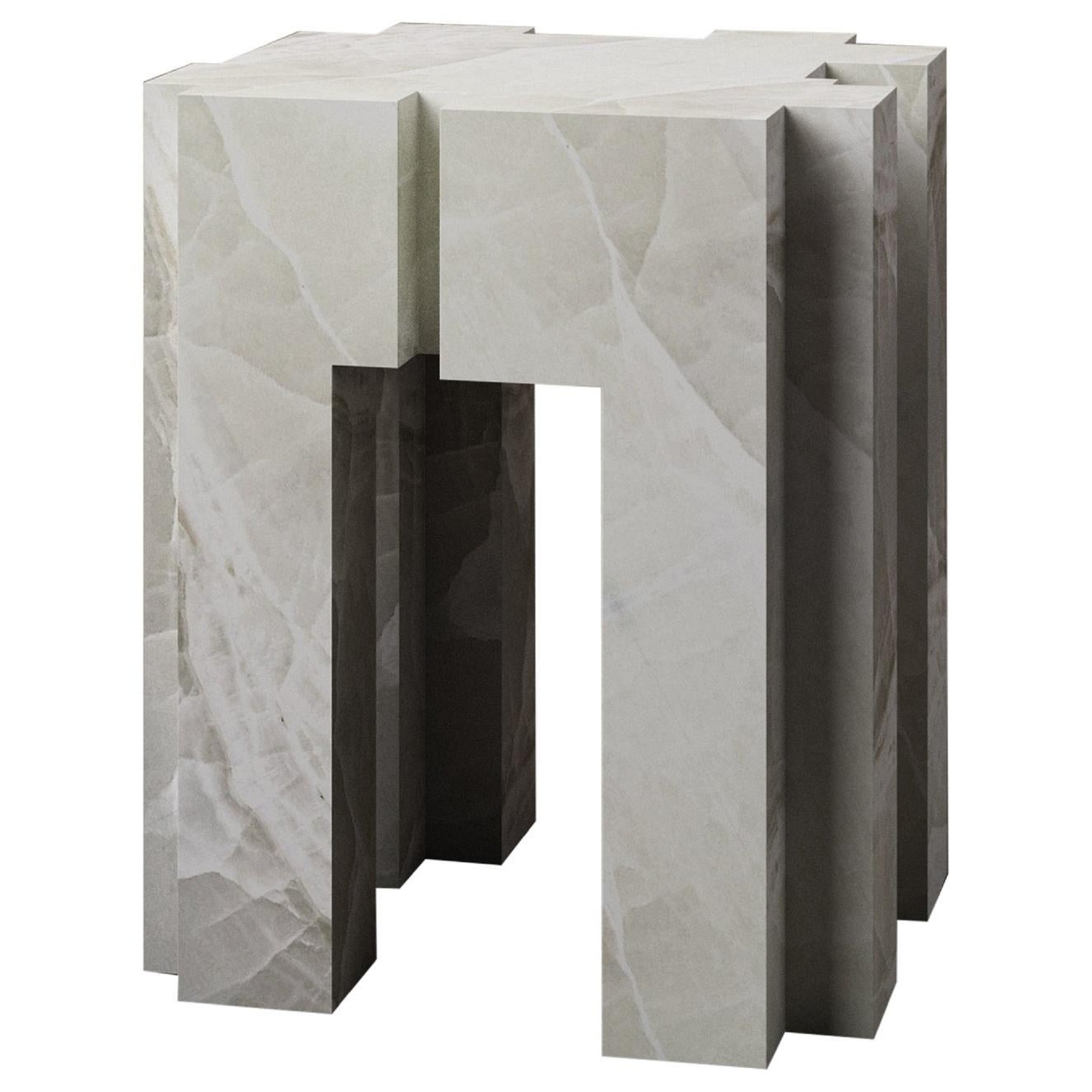 Contemporary Geometric White Onyx No.1 Sculpted Stool by Pietro Franceschini 1
