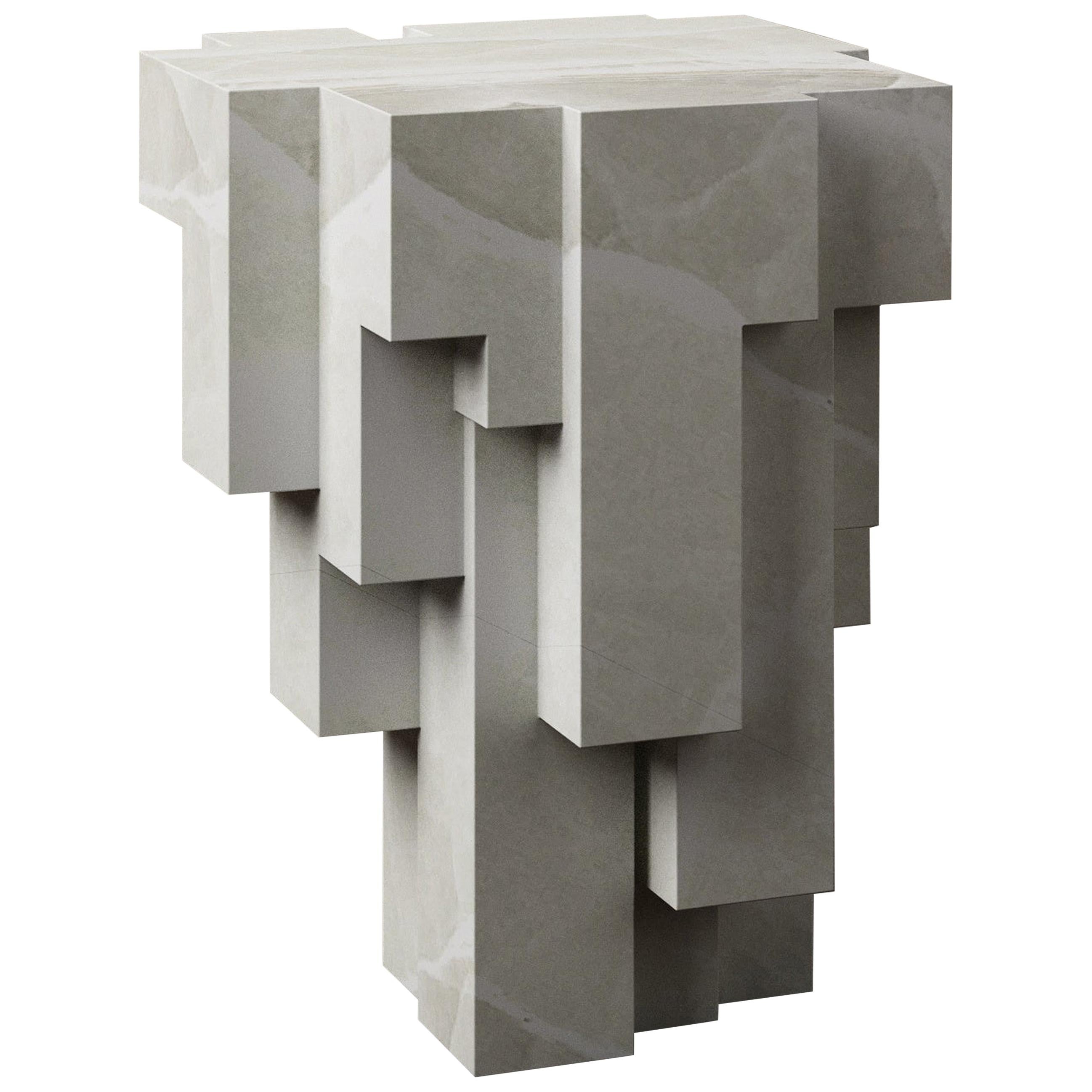 Contemporary Geometric White Onyx No.3 Sculpted Stool by Pietro Franceschini 1