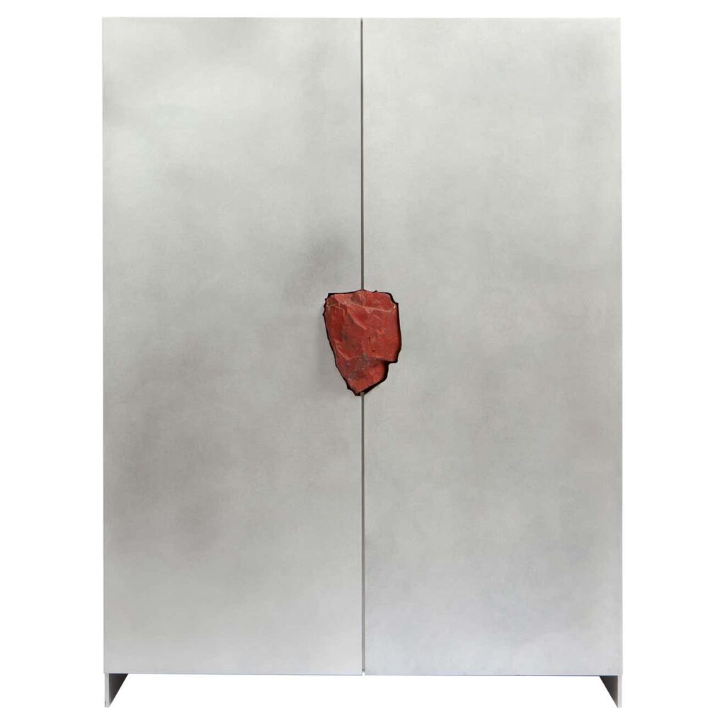 Hand Sculpted Cabinet with Original Jasper Stone Pierre De Valck 1