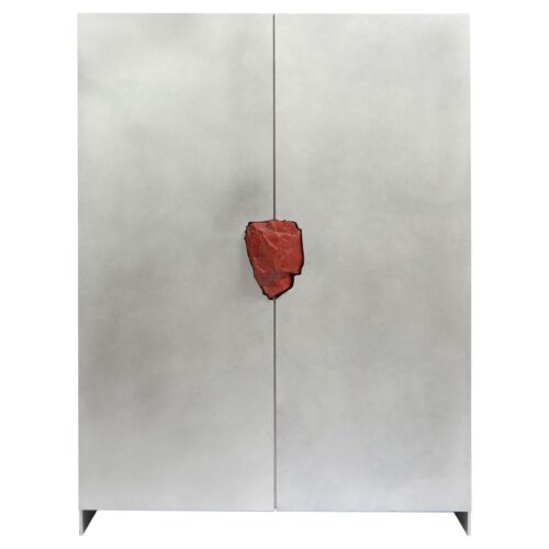 Hand Sculpted Cabinet with Original Jasper Stone by Pierre De Valck 1