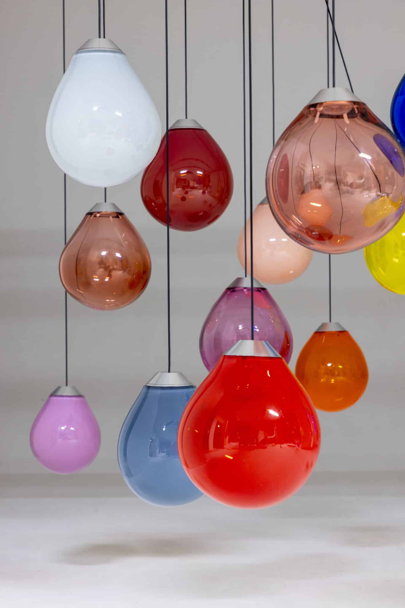 Coloured Double Momentum Blown Glass Pendants by Alex de Witte Galerie Philia