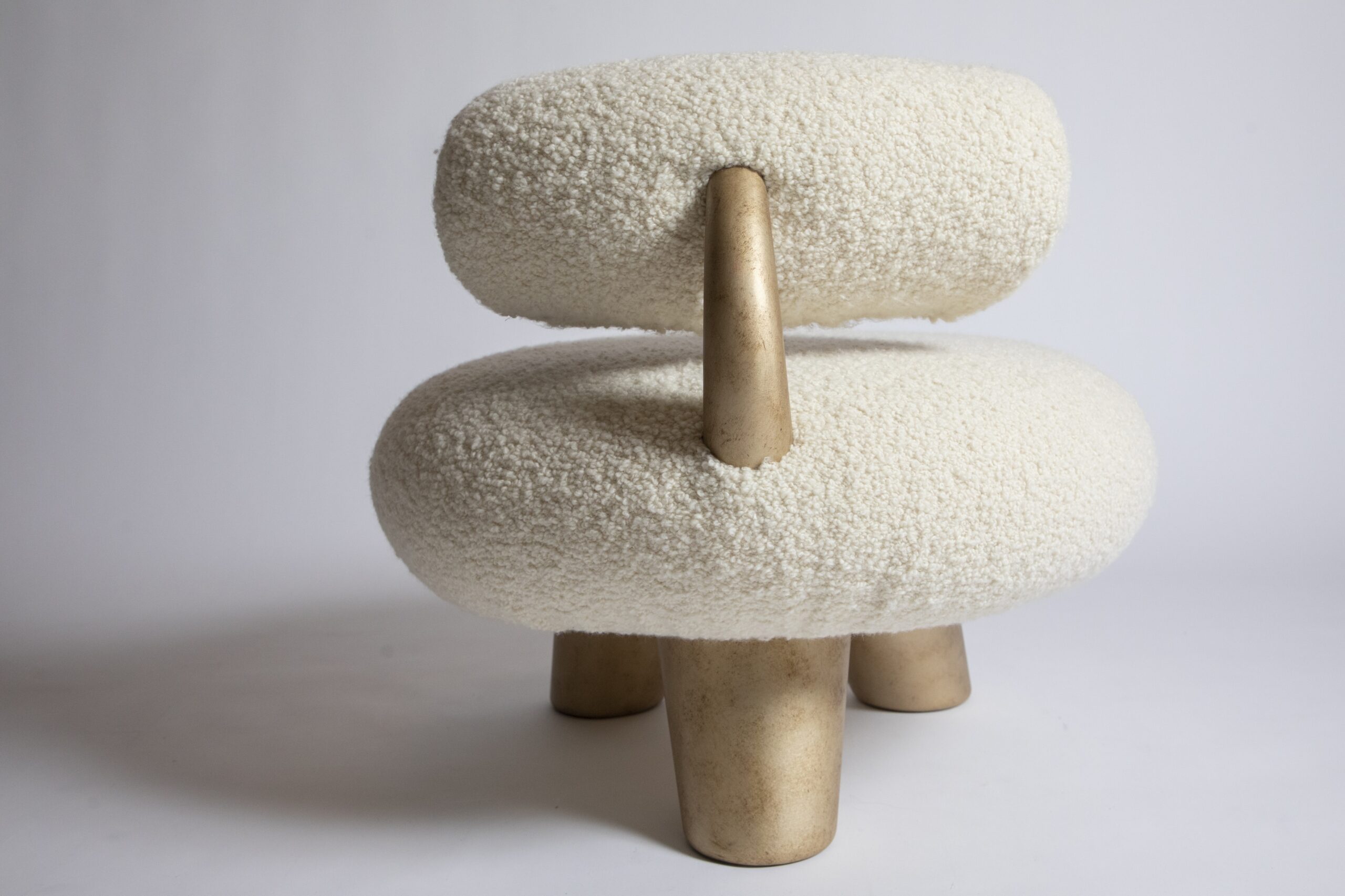 Round Soft Beige Lamp Chair with Gold Colored Legs by Pietro Franceschini 4
