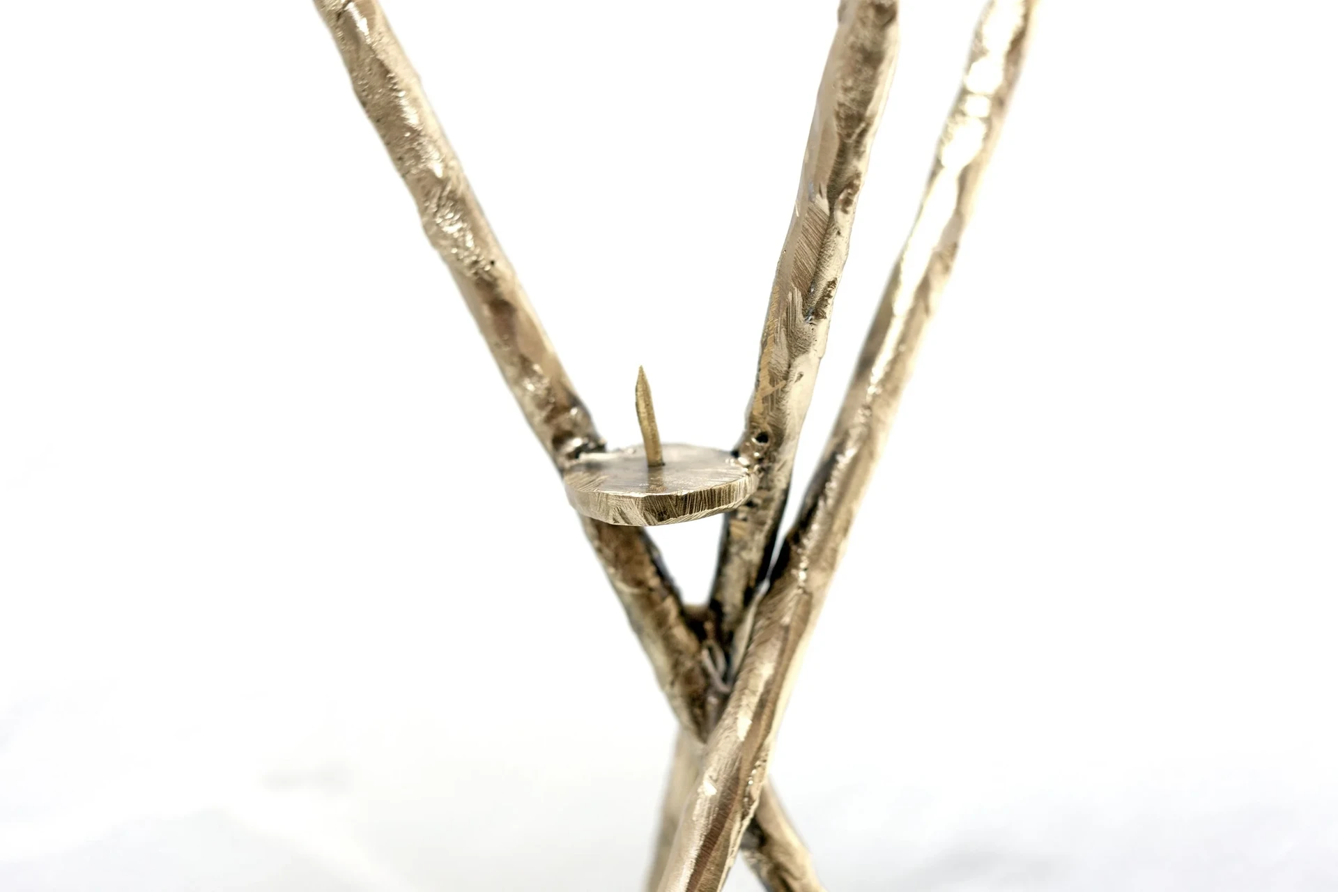 Sculptural Contemporary Tripod Satin Brass Candleholder by Morghen Studio 3