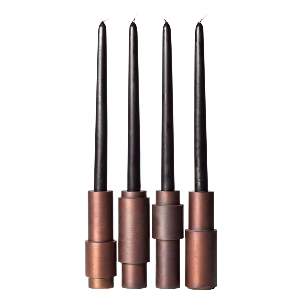 Set of 4 Brown Patina Steel Candlestick by Lukasz Friedrich 1