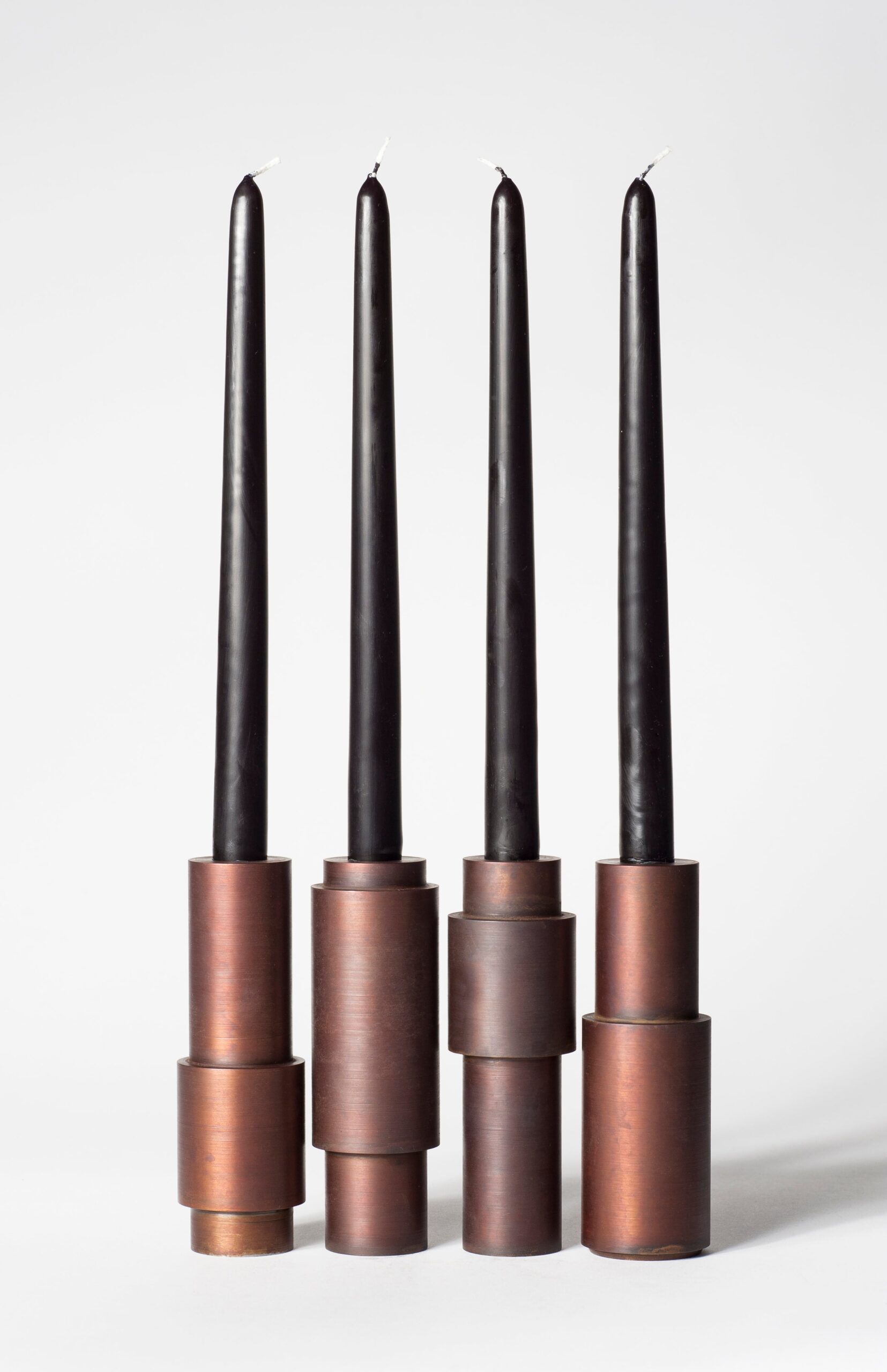 Set of 4 Brown Patina Steel Candlestick by Lukasz Friedrich 2