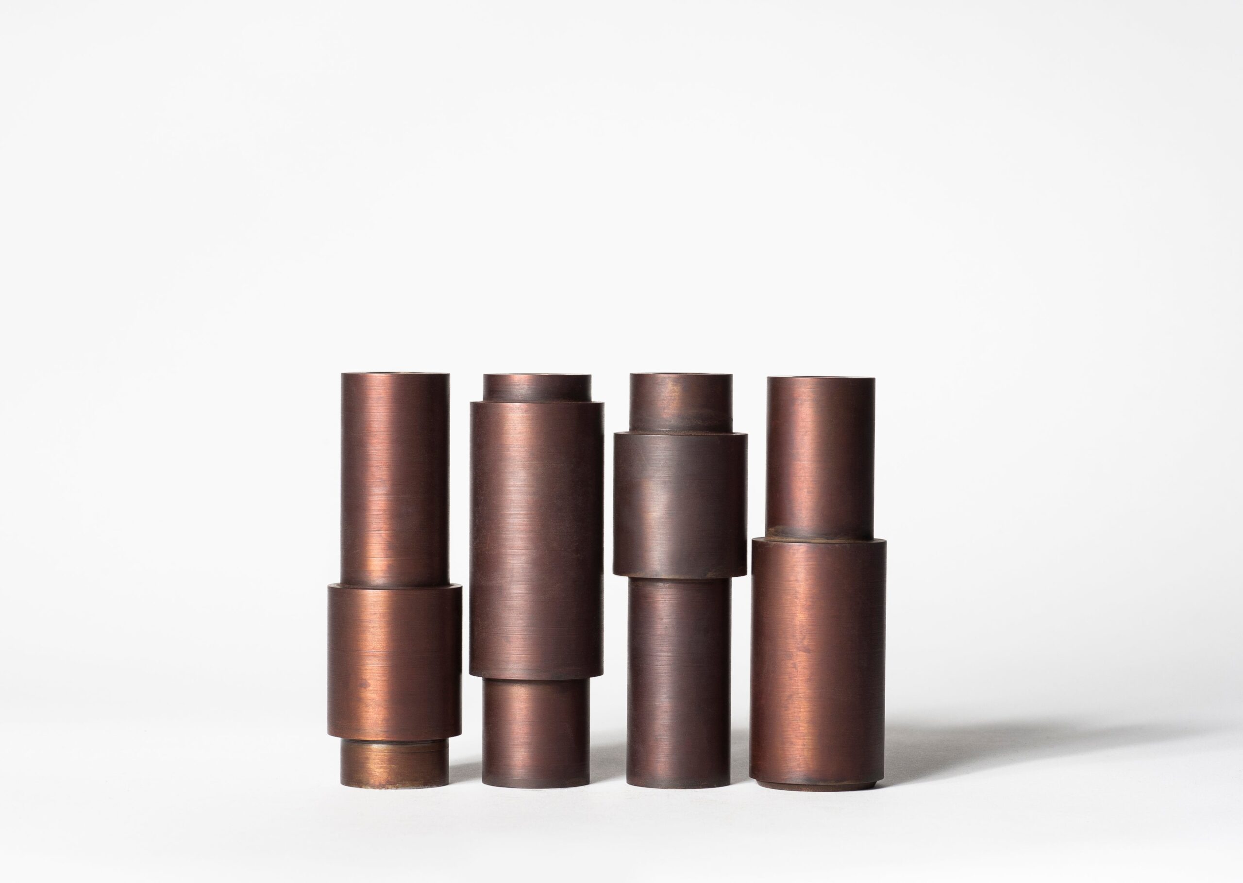 Set of 4 Brown Patina Steel Candlestick by Lukasz Friedrich 3