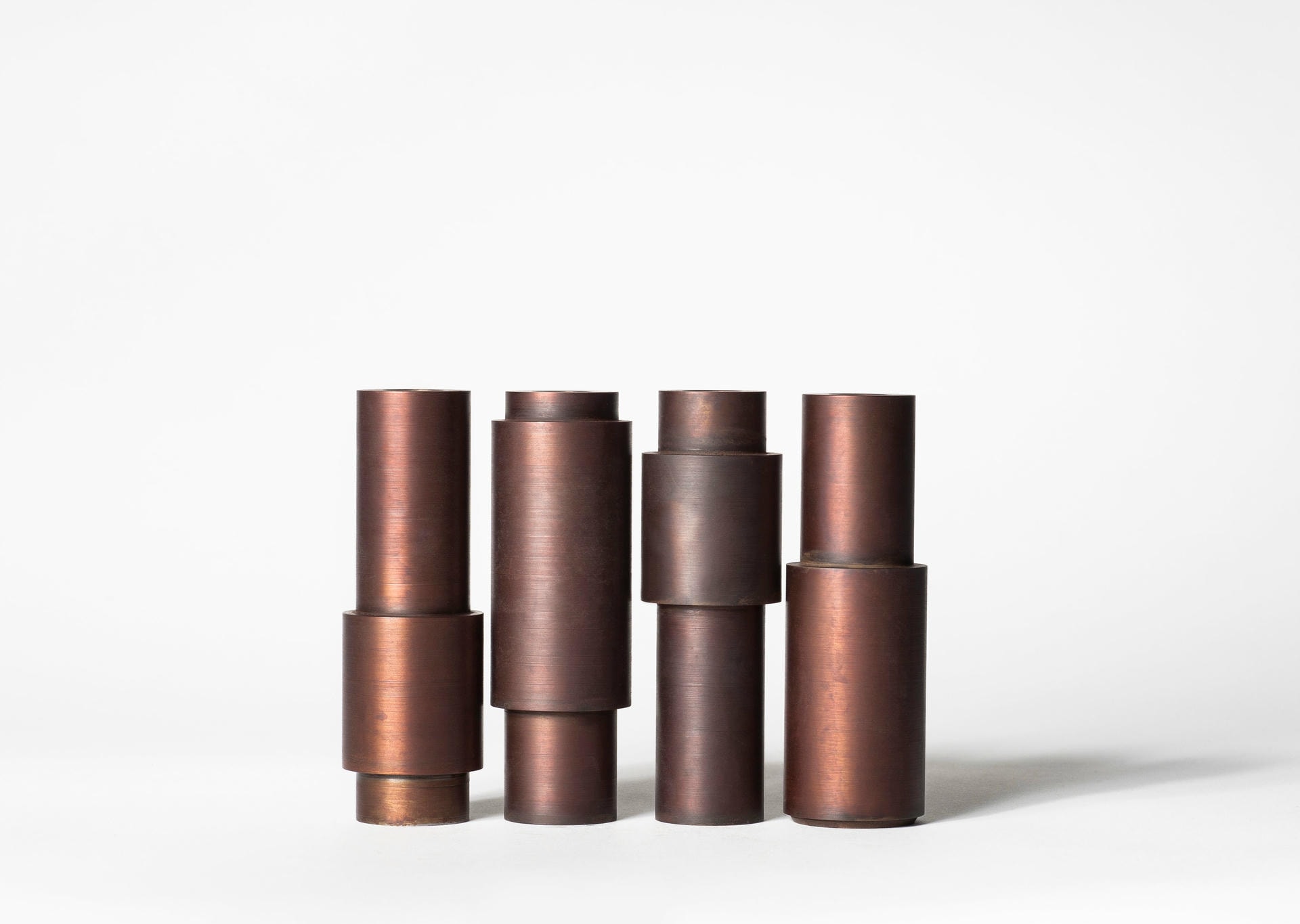 Set of 4 Brown Patina Steel Candlestick by Lukasz Friedrich 3