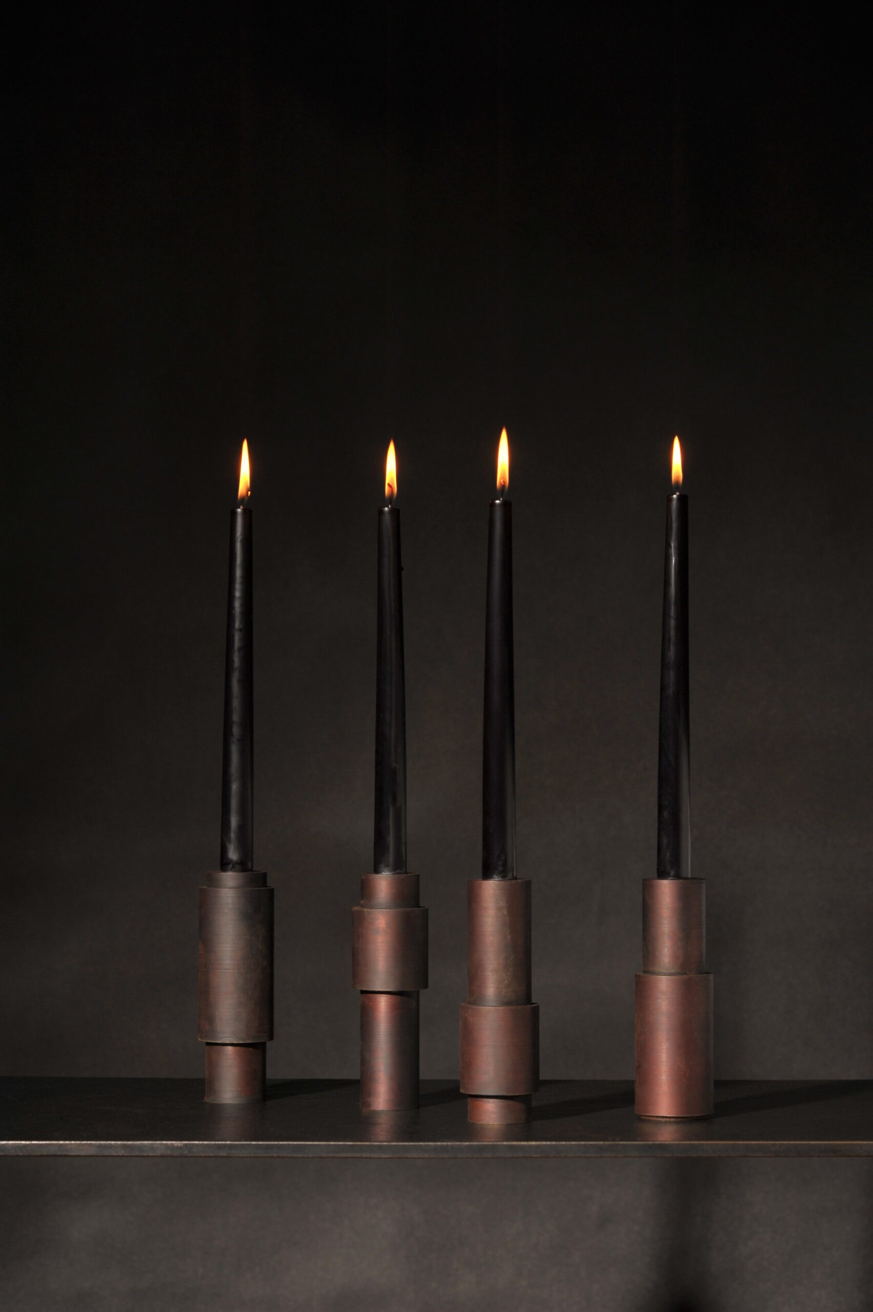 Set of 4 Brown Patina Steel Candlestick by Lukasz Friedrich 6