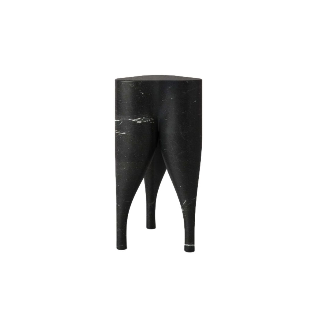 Unique Playful Cha Cha Cha' Black Marble Stool by Pietro Franceschini 1