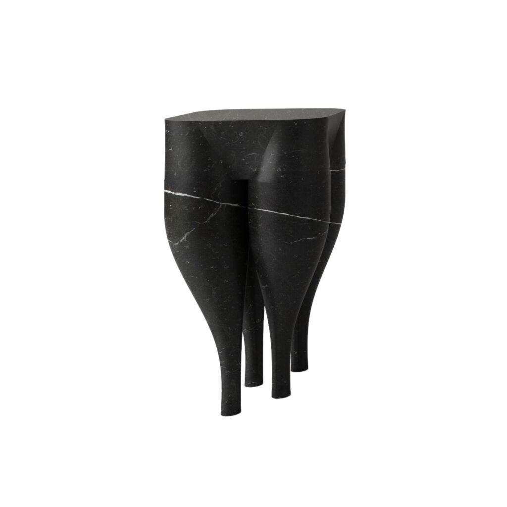 Unique Playful Cha Cha Cha' Black Marble Stool by Pietro Franceschini 1