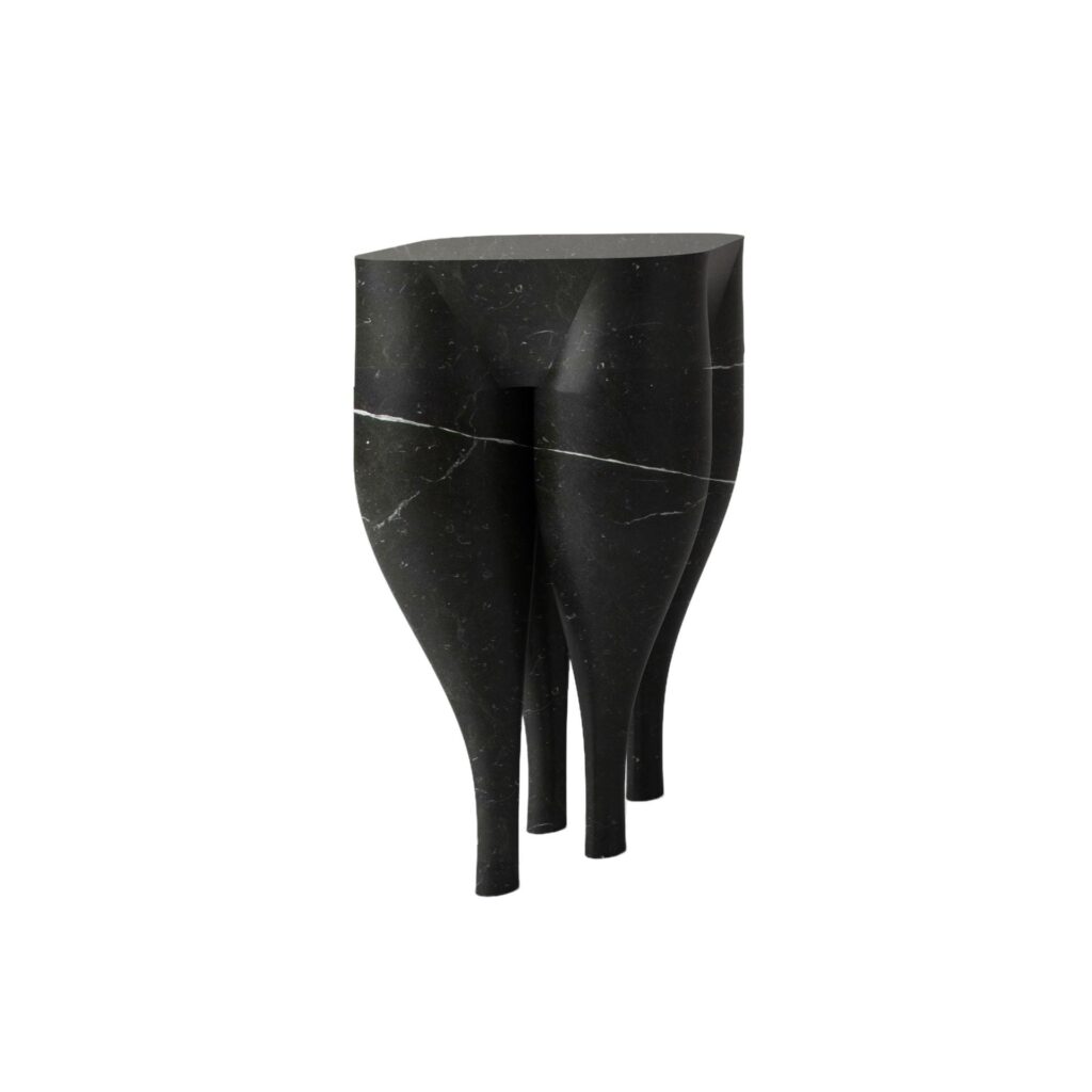 Unique Playful Cha Cha Cha' Black Marble Stool by Pietro Franceschini 1