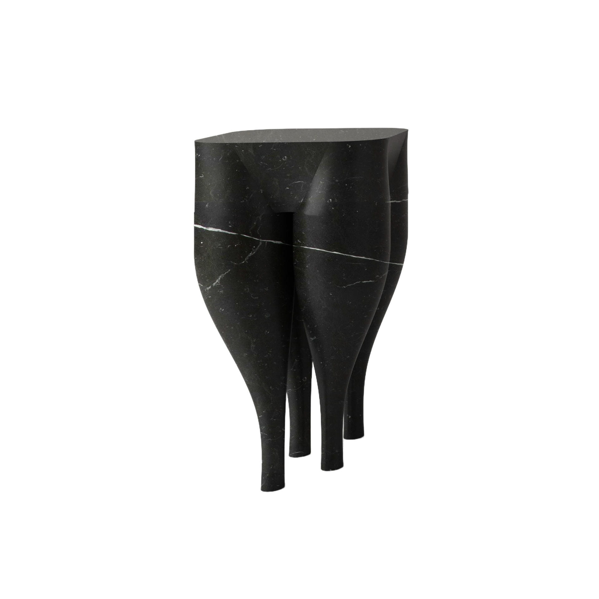 Unique Playful Cha Cha Cha' Black Marble Stool by Pietro Franceschini 1