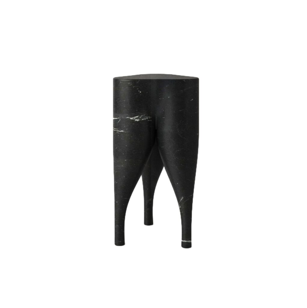 Unique Playful Cha Cha Cha' Black Marble Stool by Pietro Franceschini 1