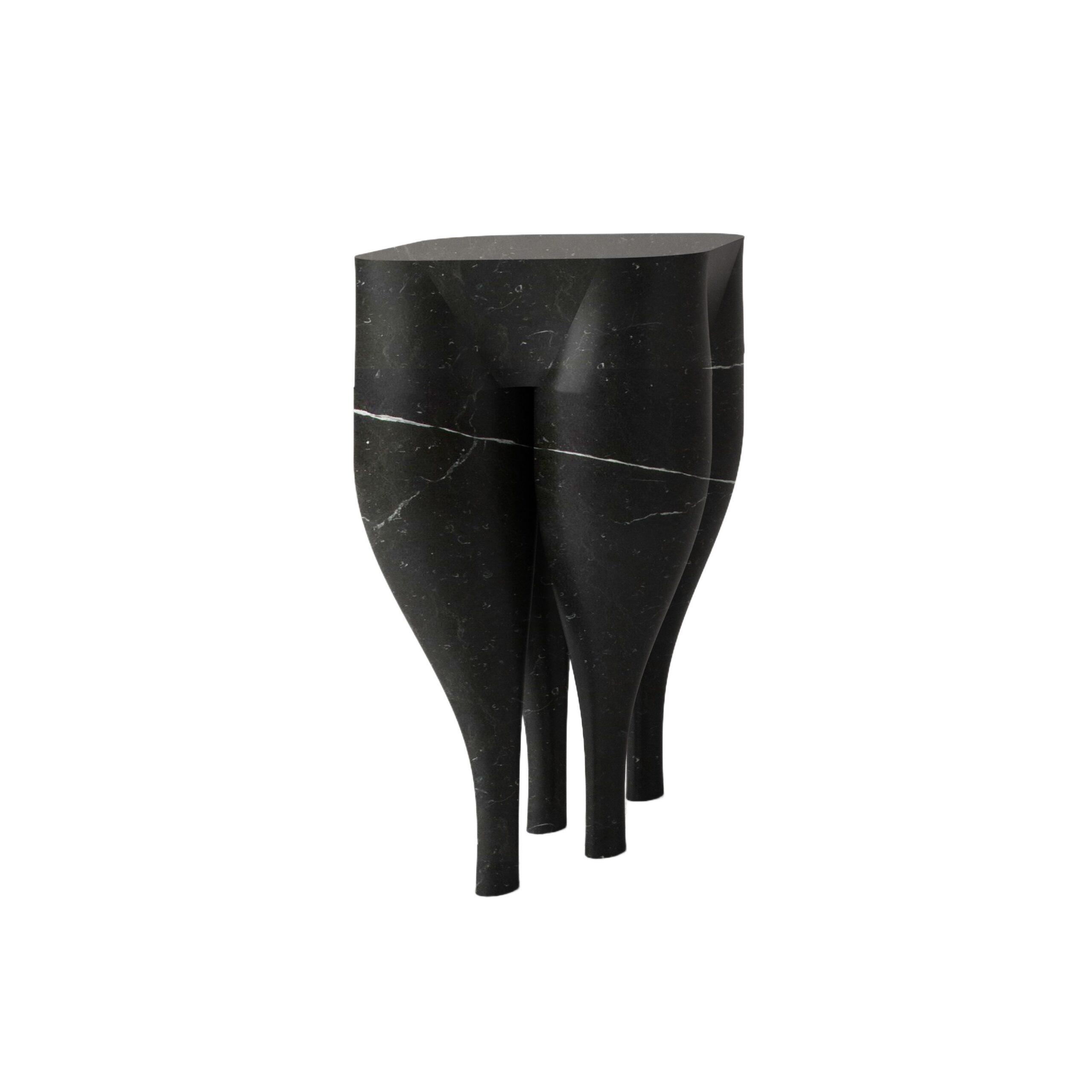Unique Playful Cha Cha Cha' Black Marble Stool by Pietro Franceschini 1