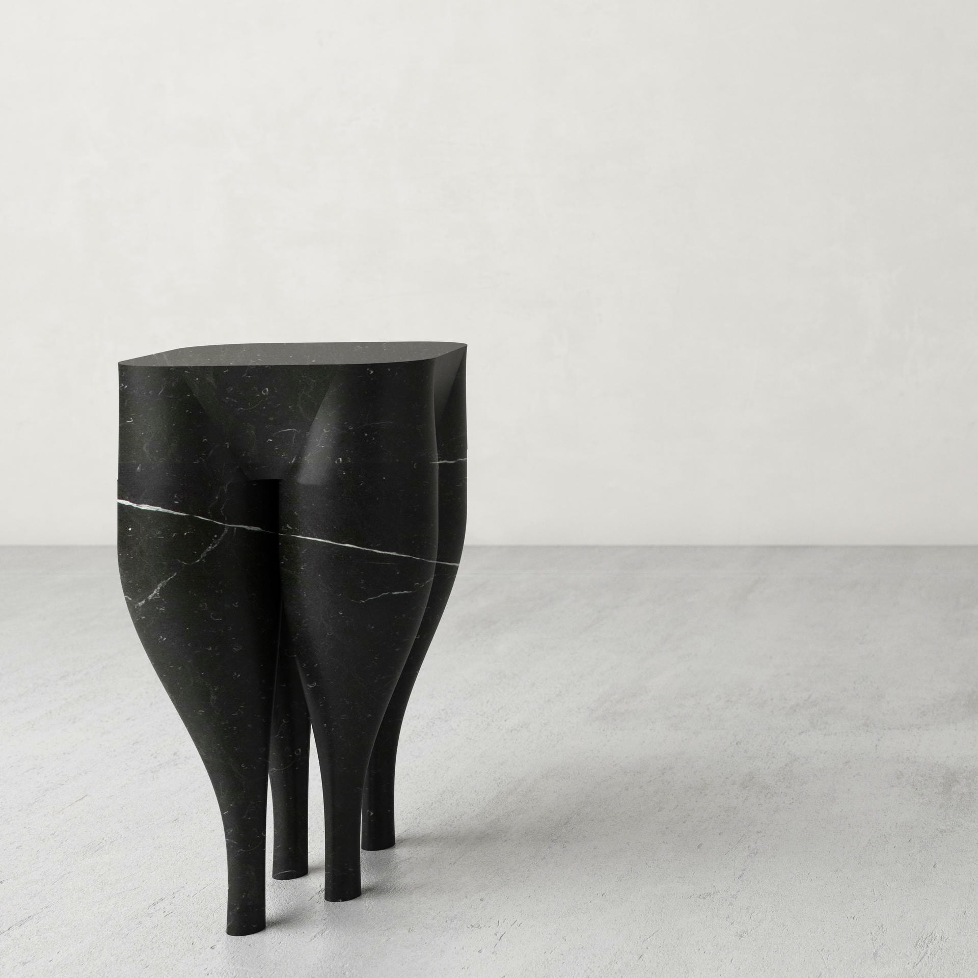 Unique Playful Cha Cha Cha' Black Marble Stool by Pietro Franceschini 2