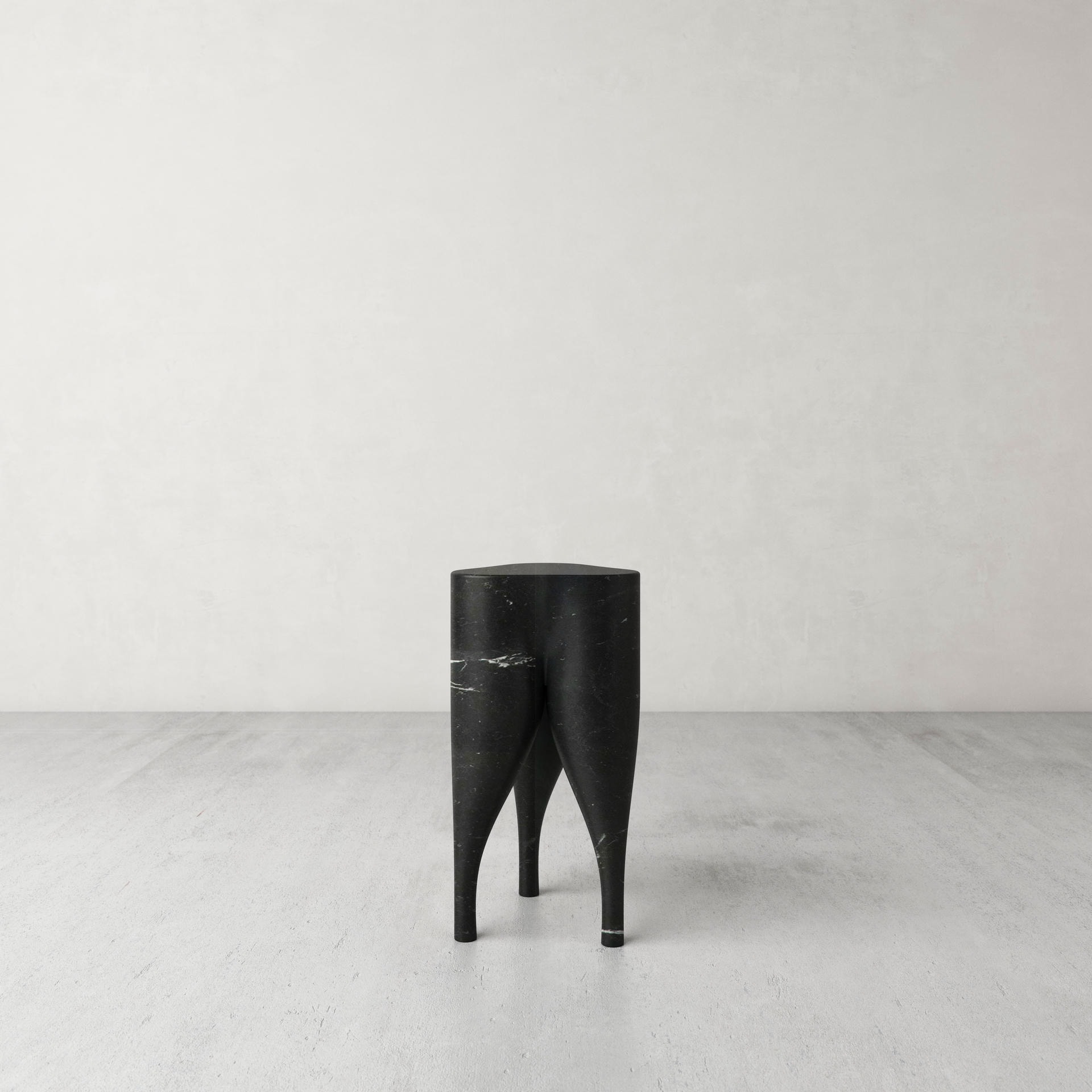 Unique Playful Cha Cha Cha' Black Marble Stool by Pietro Franceschini 2