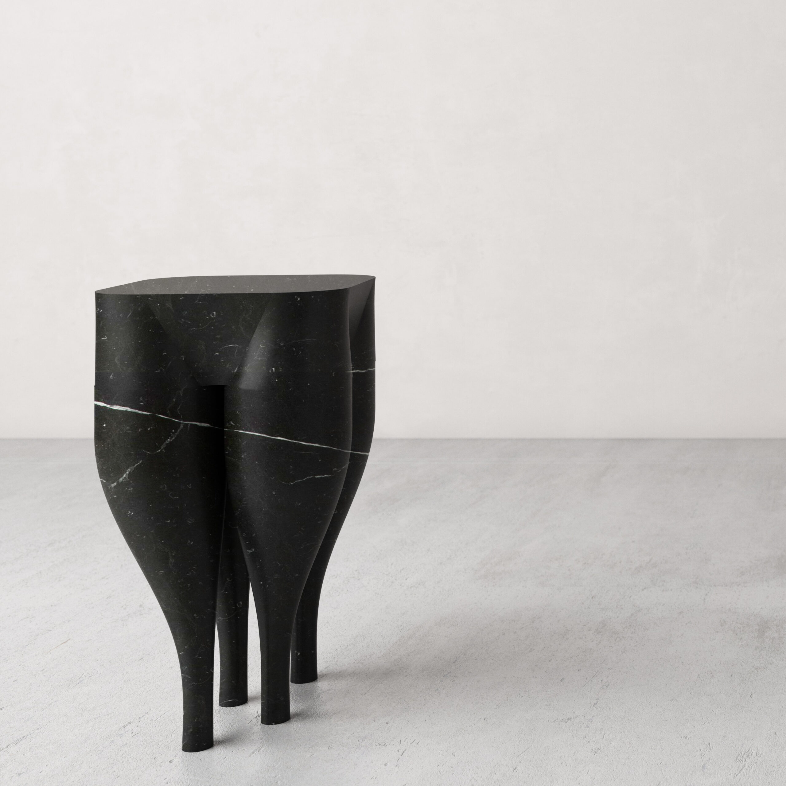 Unique Playful Cha Cha Cha' Black Marble Stool by Pietro Franceschini 2