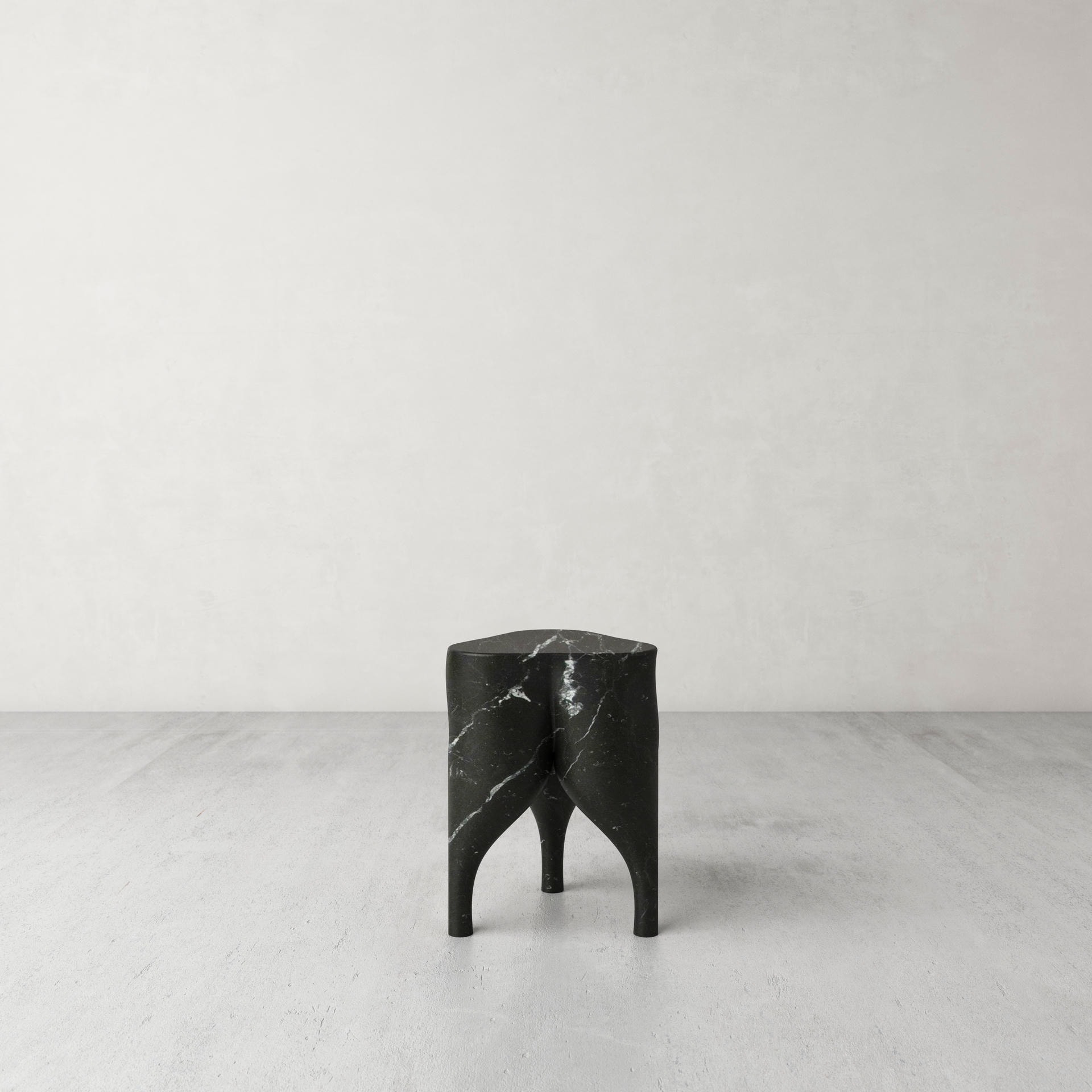 Unique Playful Cha Cha Cha' Black Marble Stool by Pietro Franceschini 3