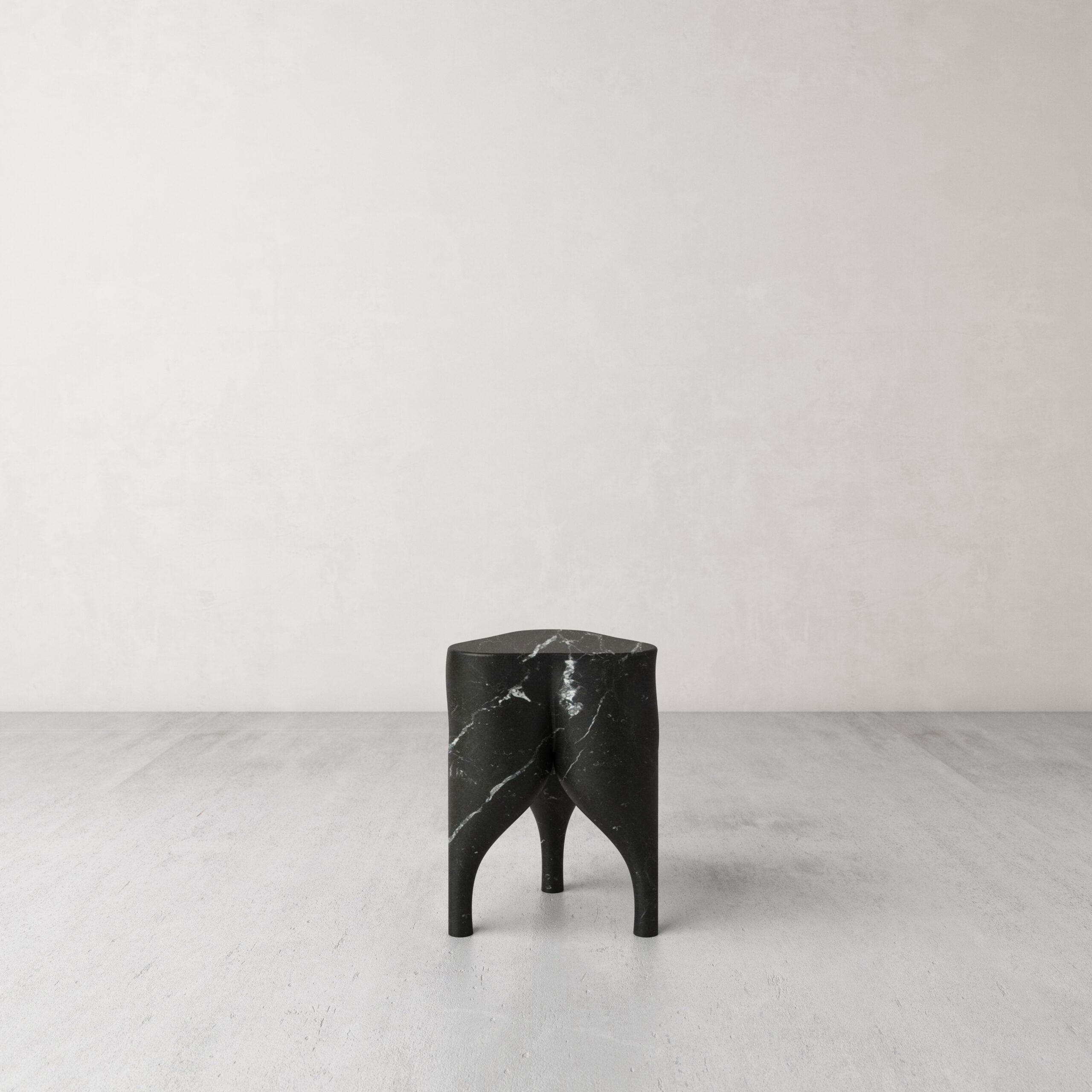 Unique Playful Cha Cha Cha' Black Marble Stool by Pietro Franceschini 3