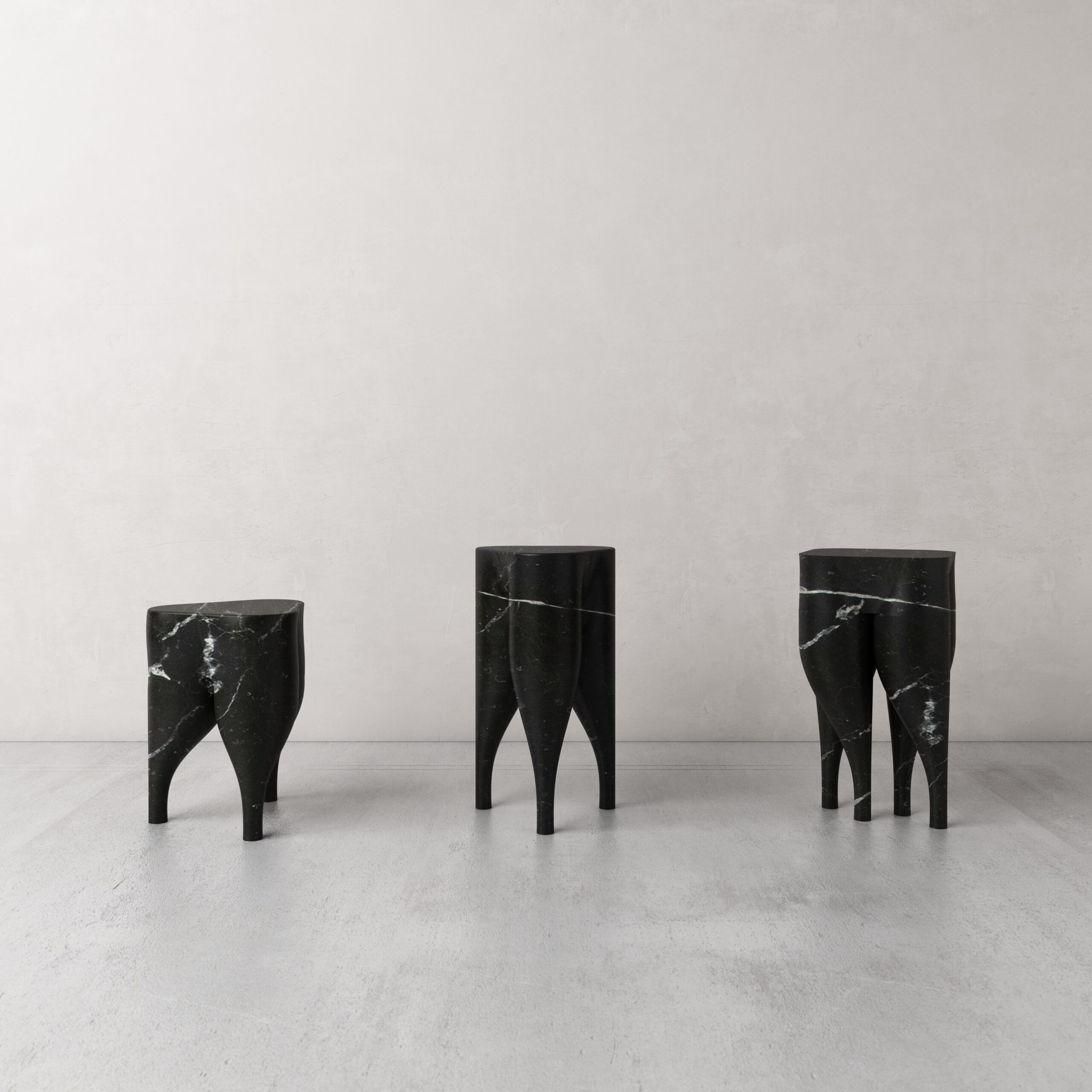 Unique Playful Cha Cha Cha' Black Marble Stool by Pietro Franceschini 5