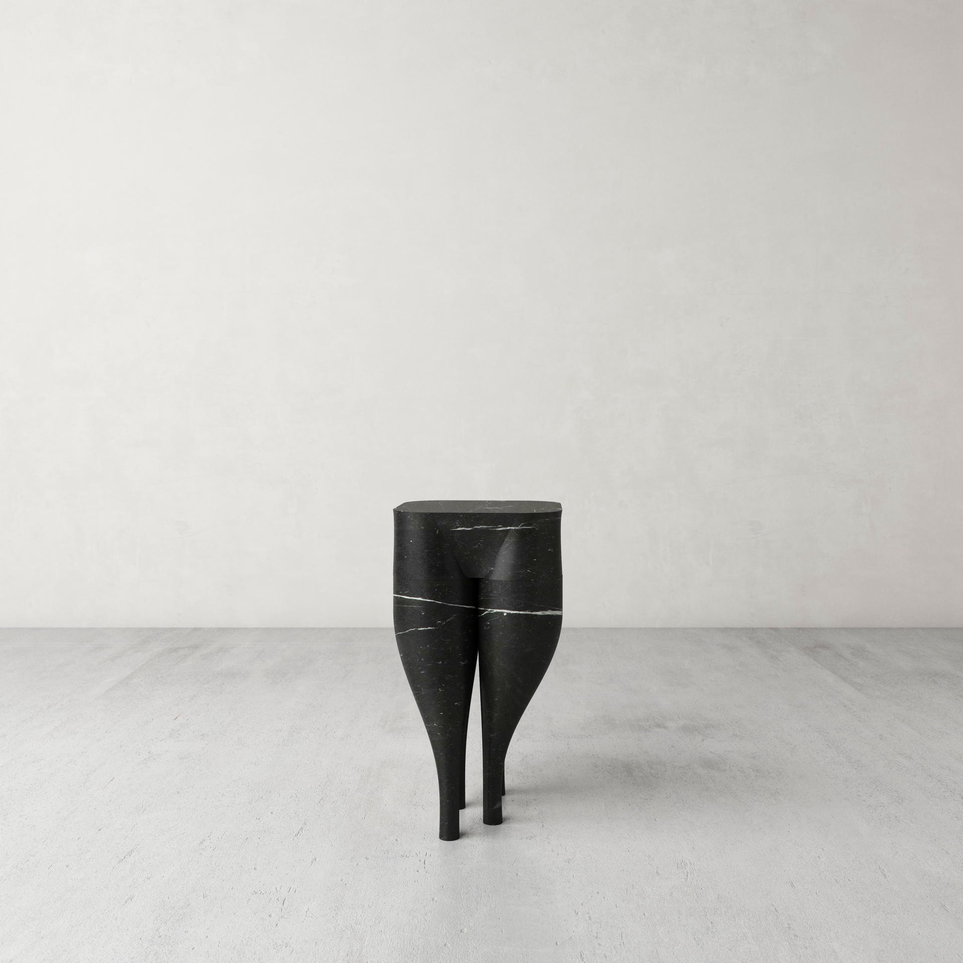 Unique Playful Cha Cha Cha' Black Marble Stool by Pietro Franceschini 5