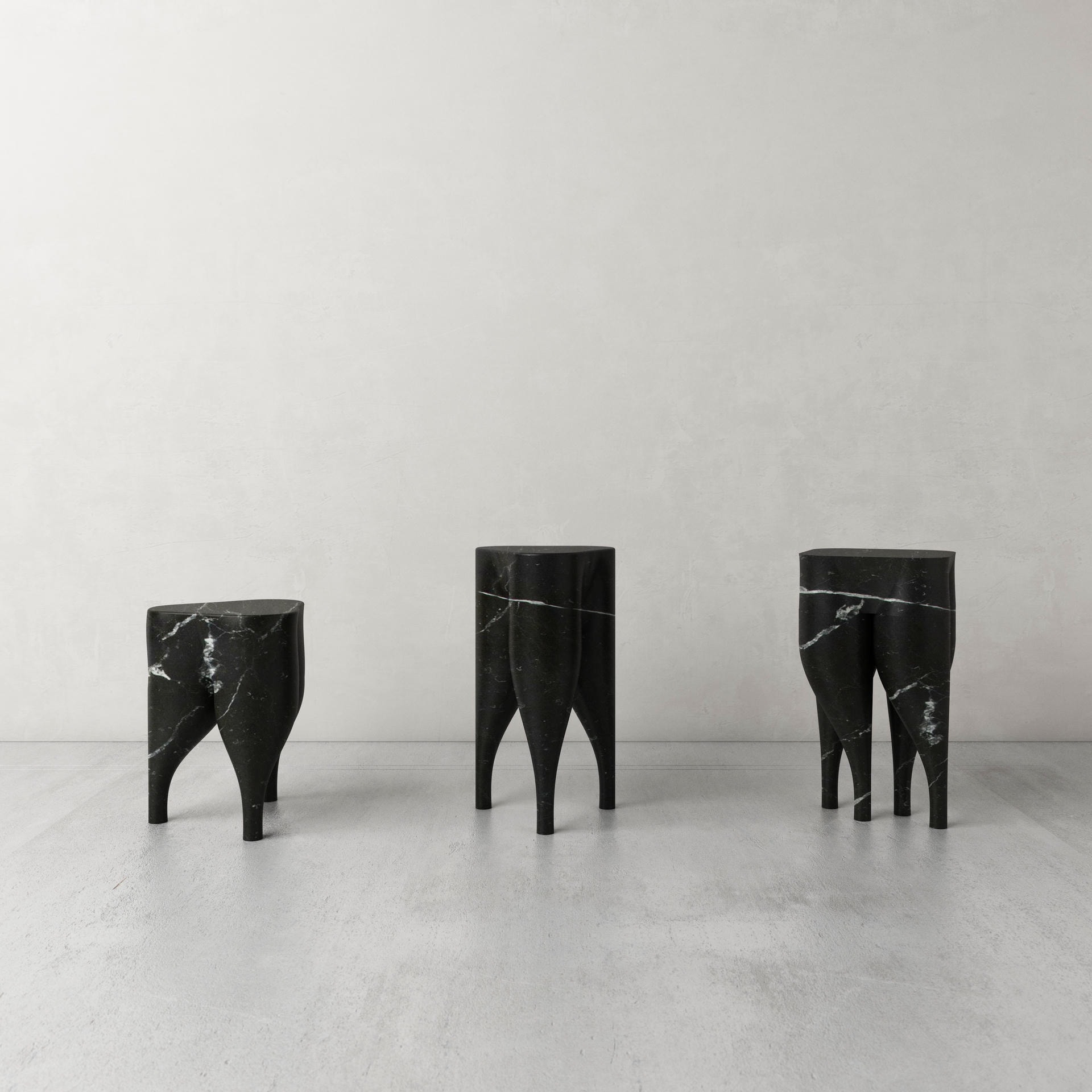 Unique Playful Cha Cha Cha' Black Marble Stool by Pietro Franceschini 7