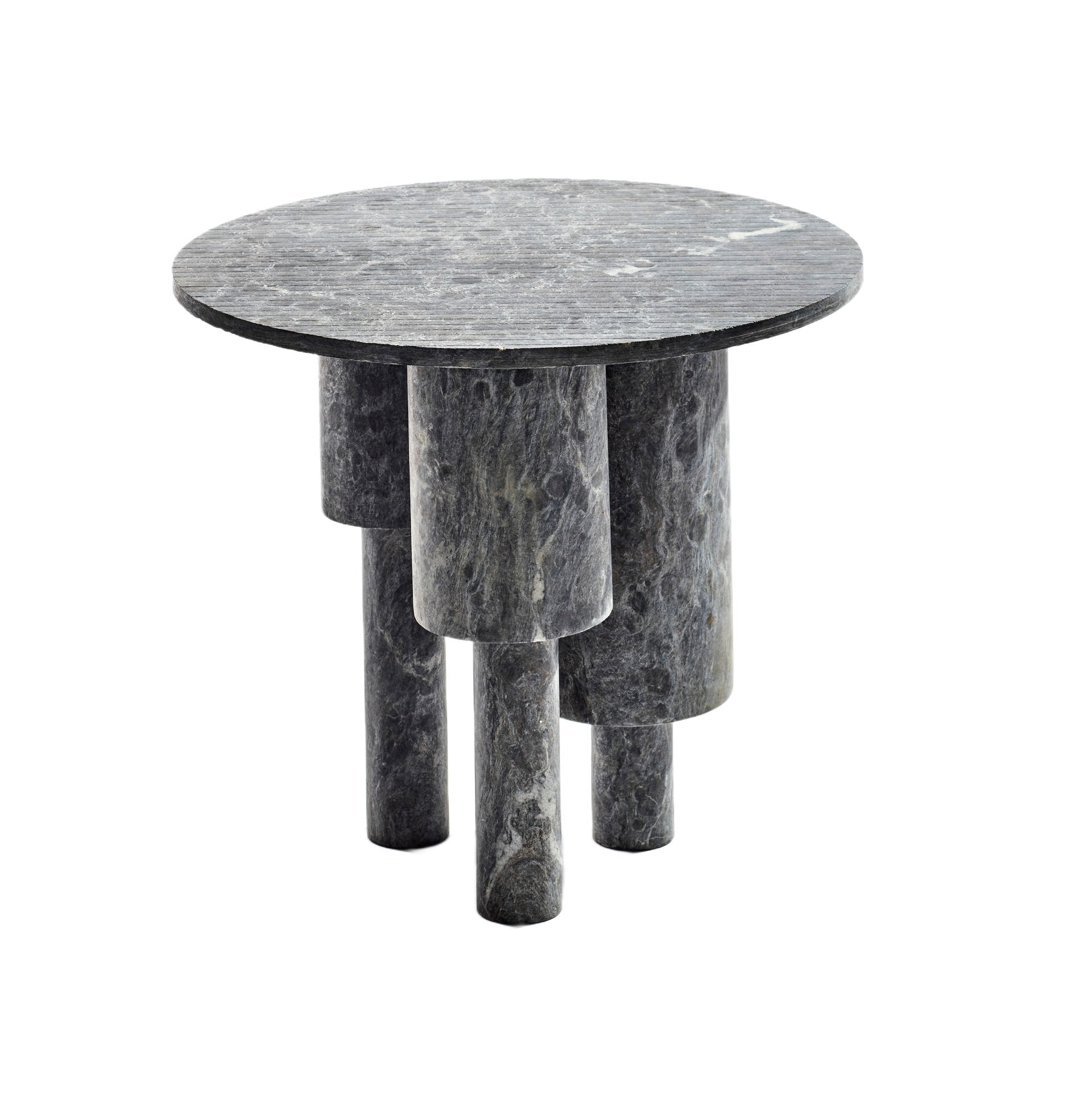 Low Game of Stone Side Table, Black Silver by Josefina Munoz 1