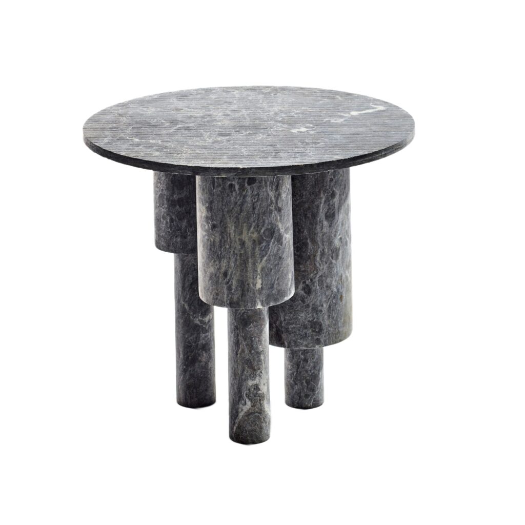 Low Game of Stone Side Table, Black Silver by Josefina Munoz 1