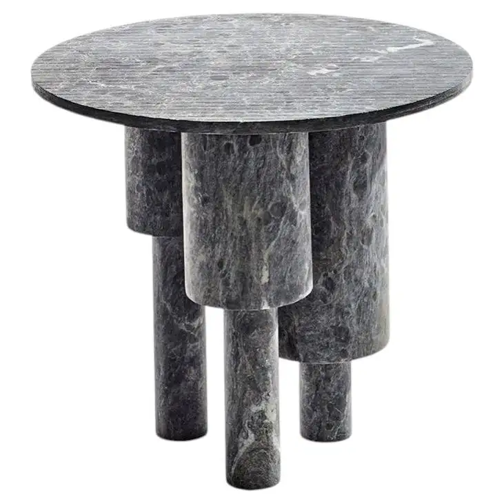 Low Game of Stone Side Table, Black Silver by Josefina Munoz 1
