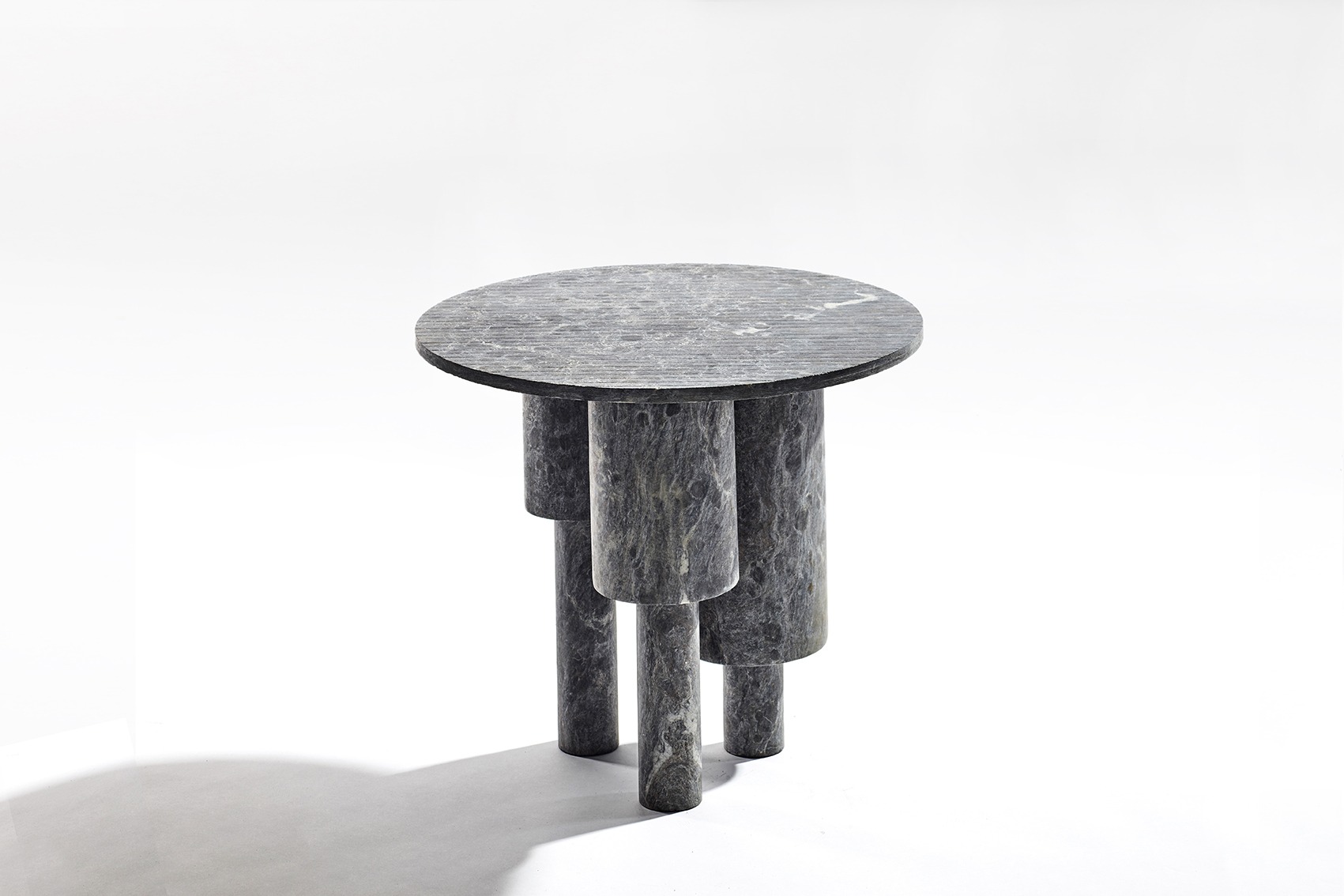 Low Game of Stone Side Table, Black Silver by Josefina Munoz 2