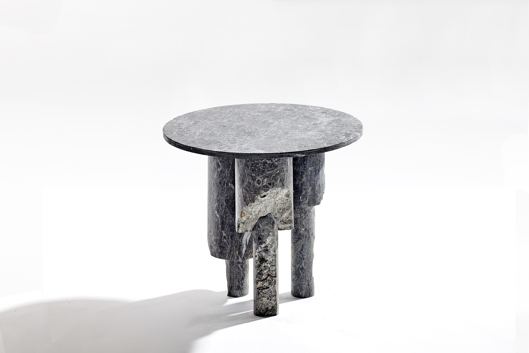 Low Game of Stone Side Table, Black Silver by Josefina Munoz 3