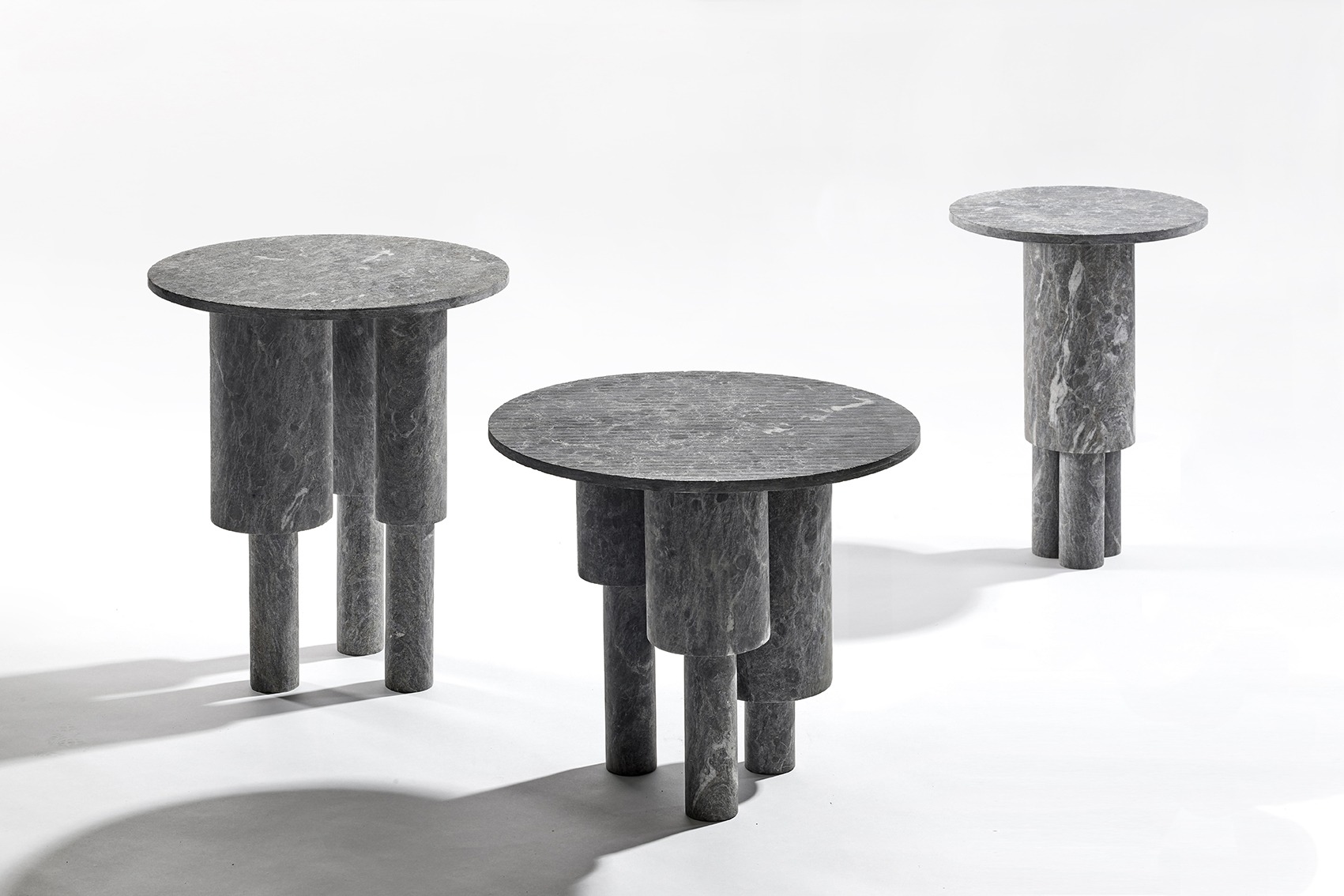 Low Game of Stone Side Table, Black Silver by Josefina Munoz 5