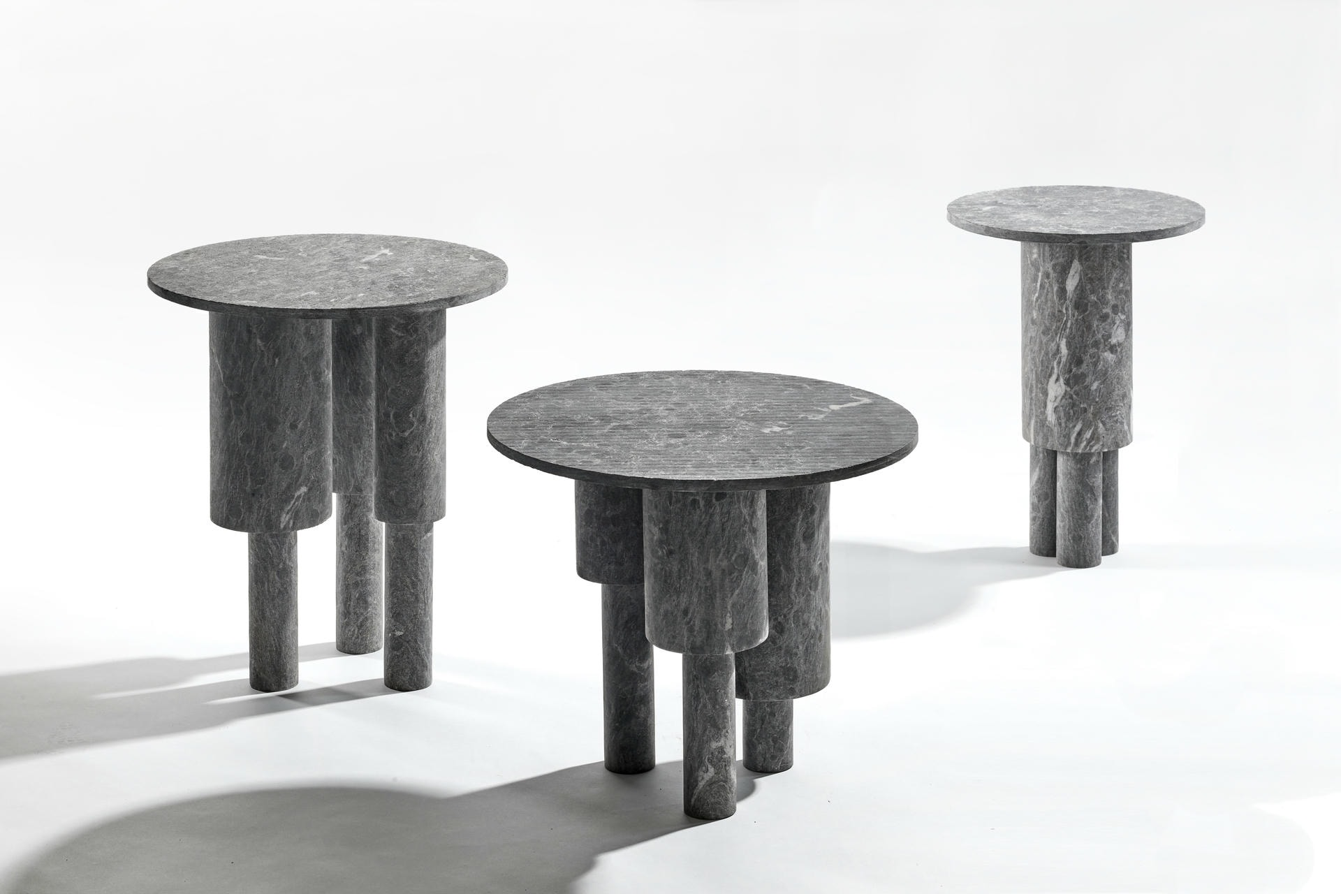 Low Game of Stone Side Table, Black Silver by Josefina Munoz 7