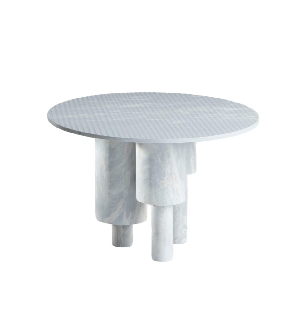 Low Game of Stone Side Table, Blue by Josefina Munoz 1