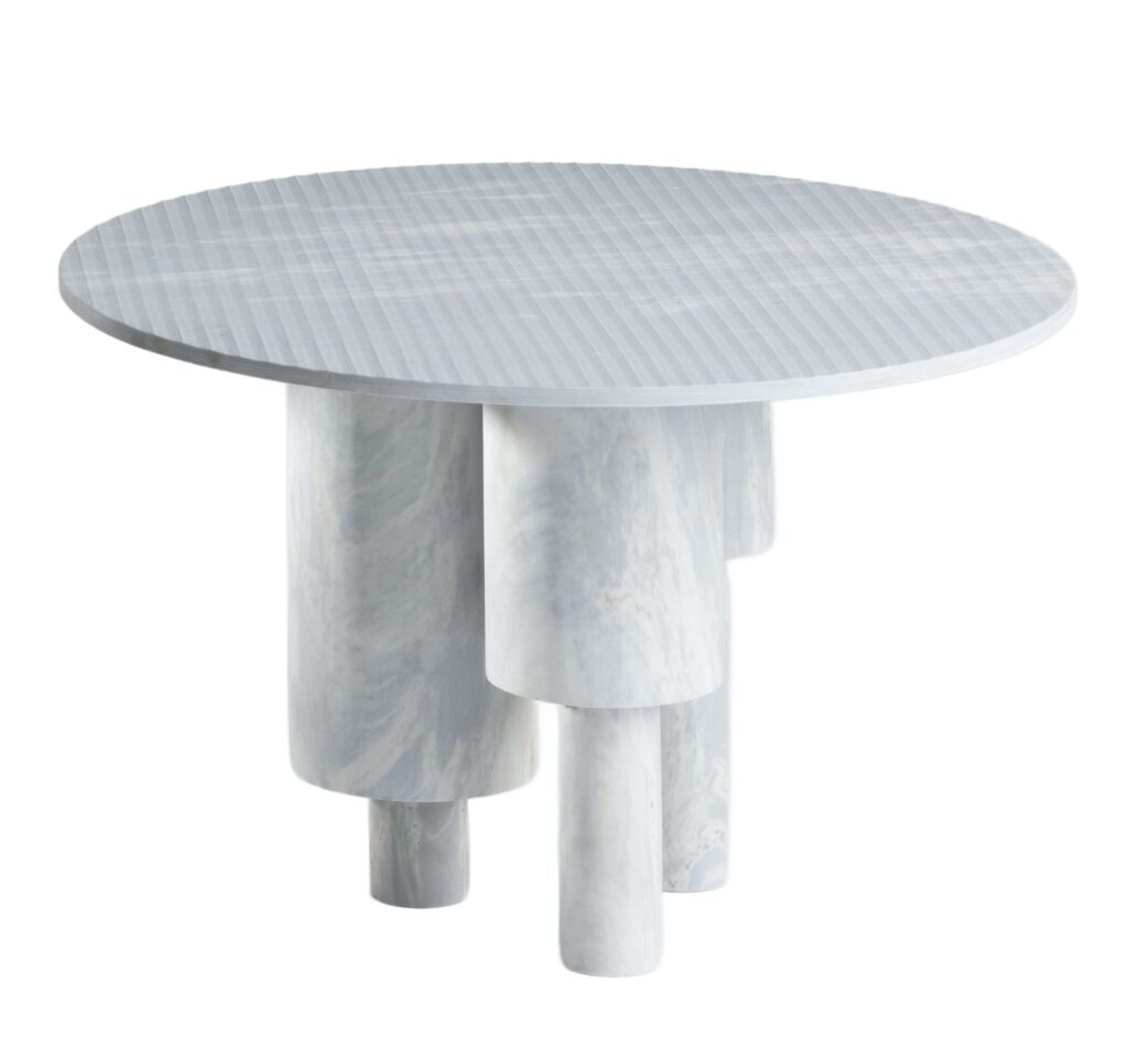 Low Game of Stone Side Table, Blue by Josefina Munoz 1