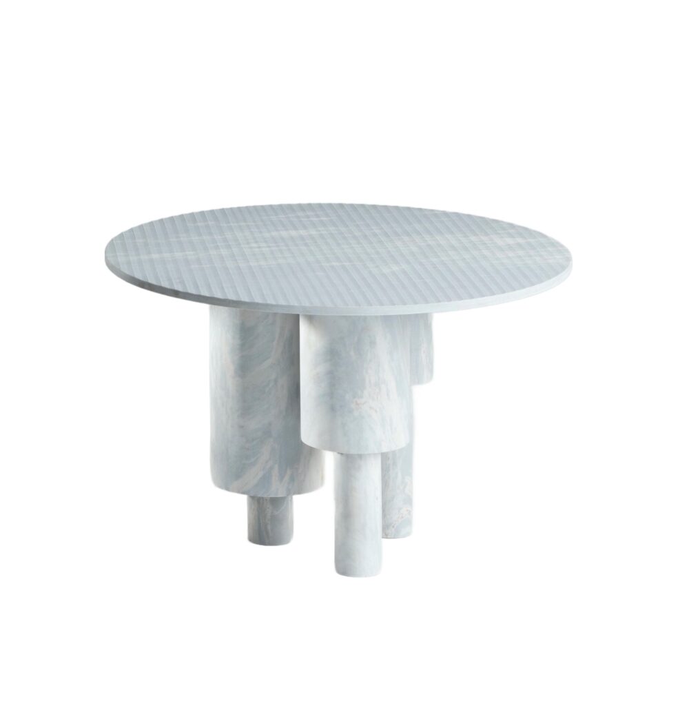 Low Game of Stone Side Table, Blue by Josefina Munoz 1
