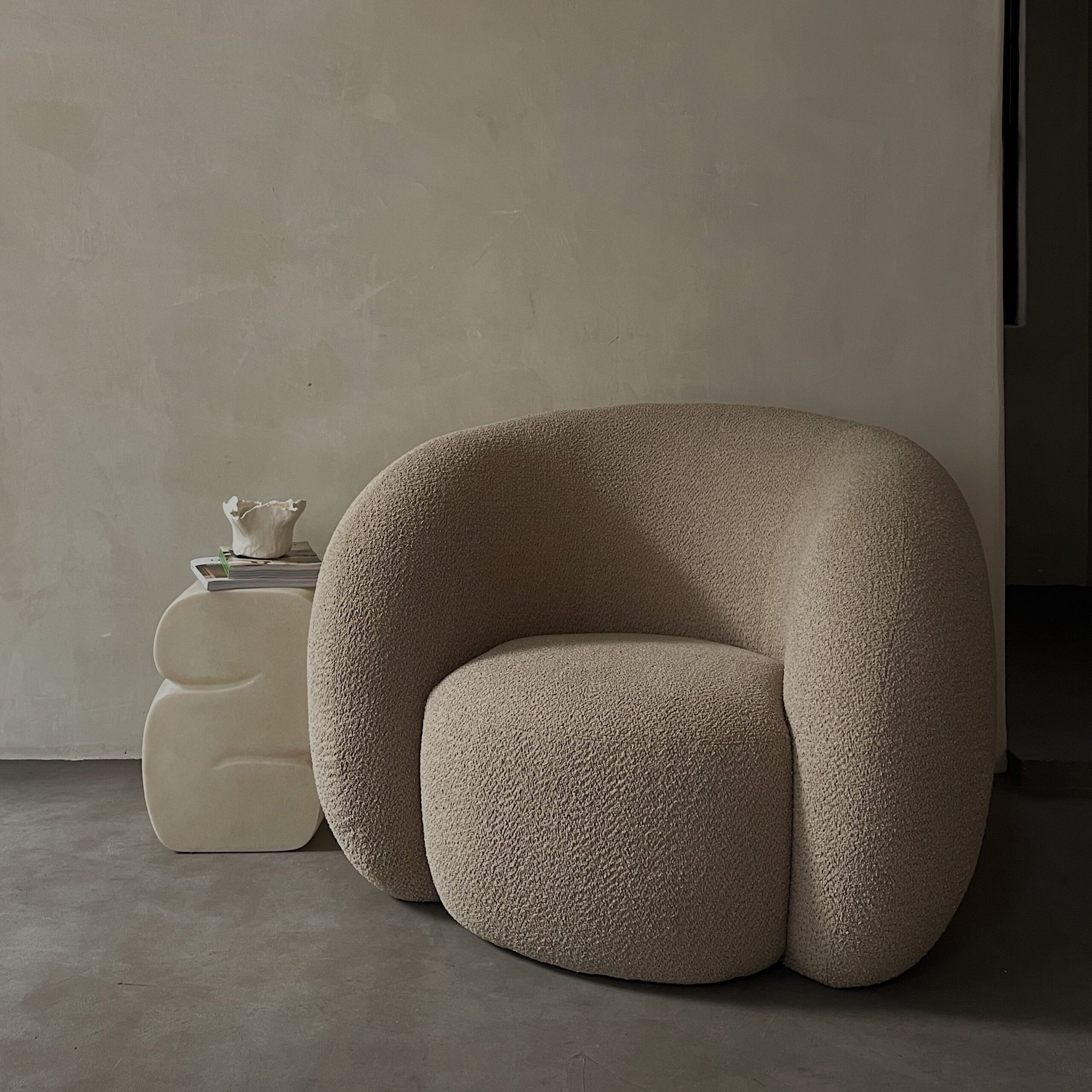 Mimimalist Design, Fiberglass Frame and Fabric Circular Lounge Chair by kar 2